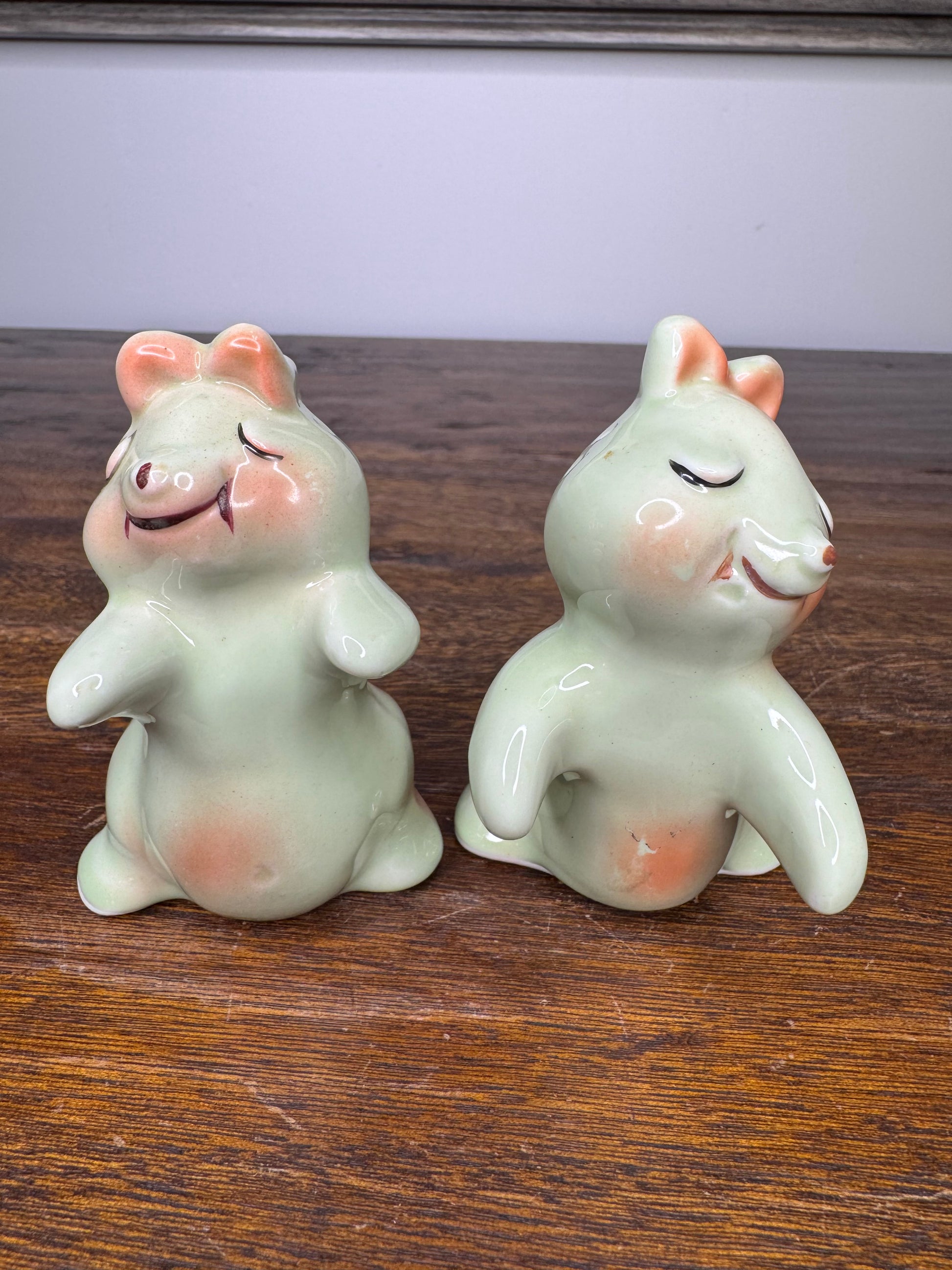 Vintage Van Tellingen Hugging Bunniess Salt and Pepper Shakers