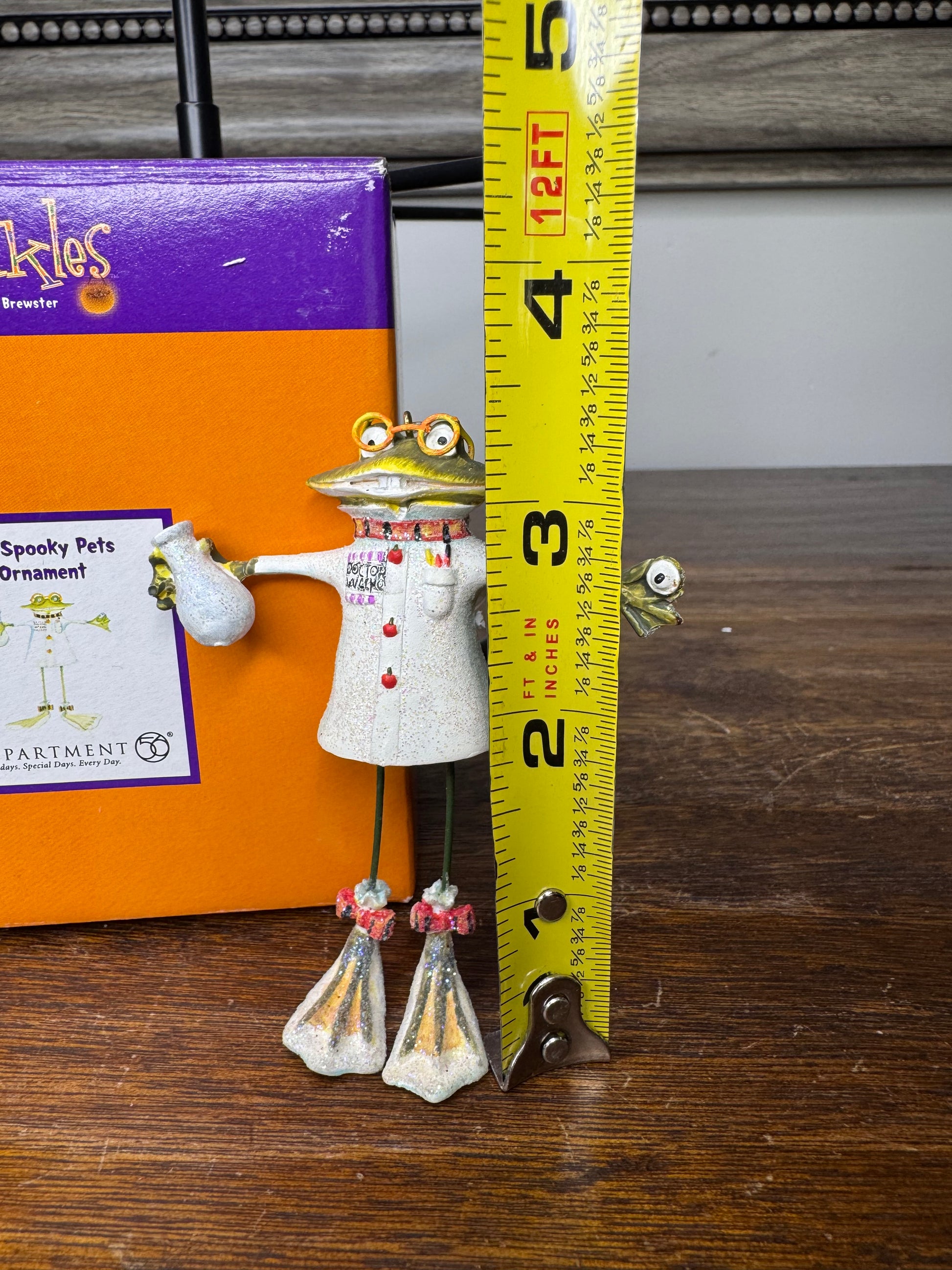 Dept 56 Krinkles Patience Brewster Mini Spooky Pets Frog Ornament w/ Original Box
