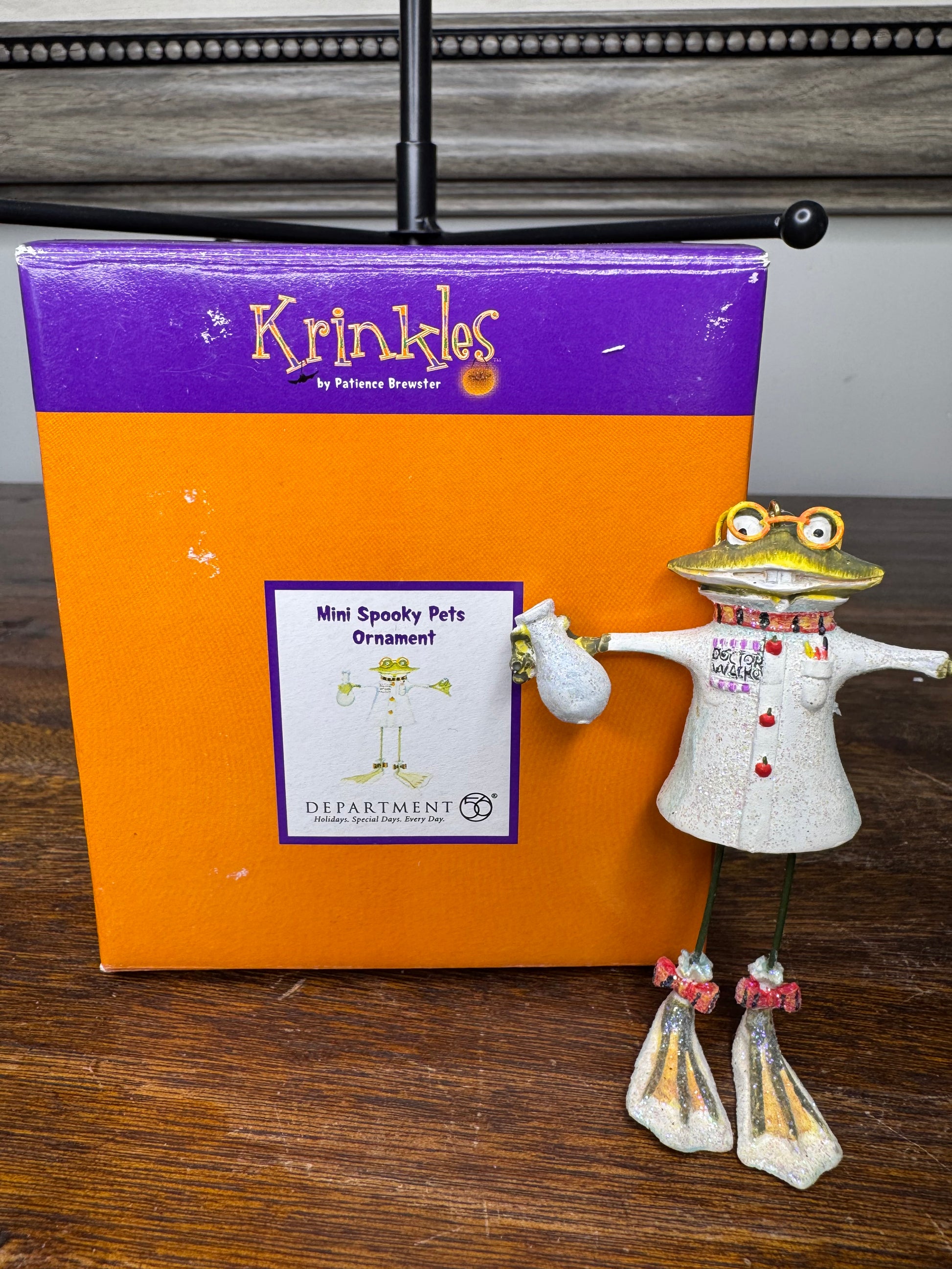 Dept 56 Krinkles Patience Brewster Mini Spooky Pets Frog Ornament w/ Original Box