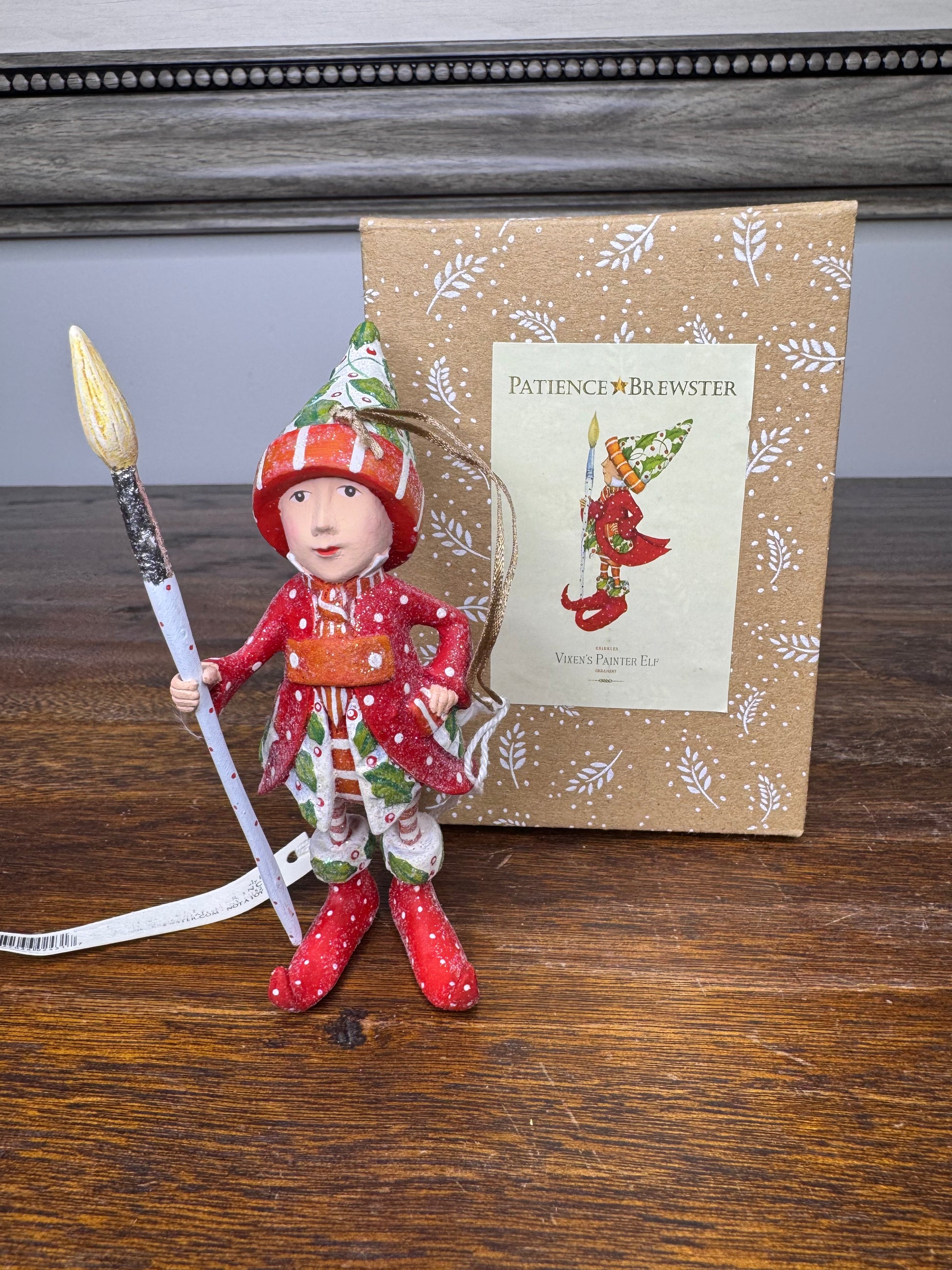Patience Brewster Vixen's Painter Elf Ornament w/ Original Box
