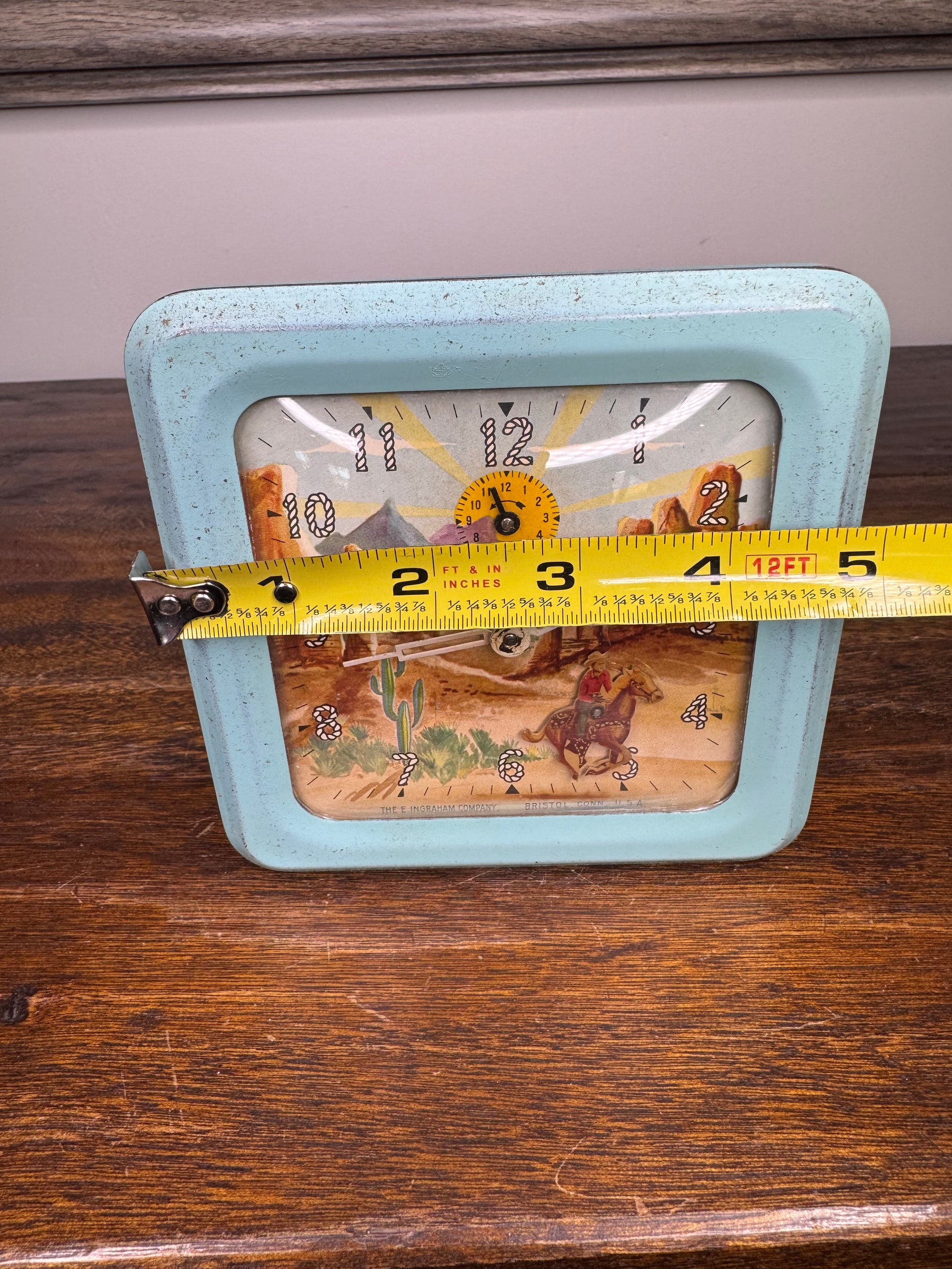 Vintage 1950's Era Ingraham Western Themed Roy Rogers Alarm Clock