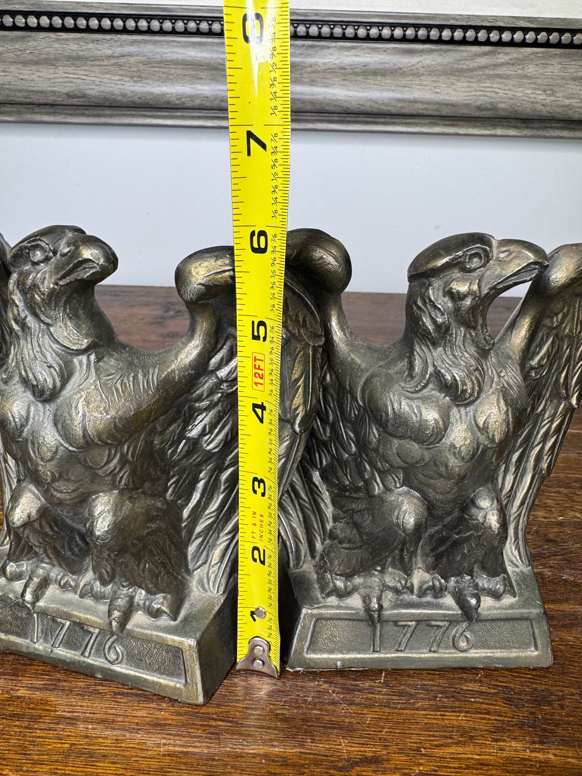 Vintage 1965 American Eagle Brass Bookends 1776