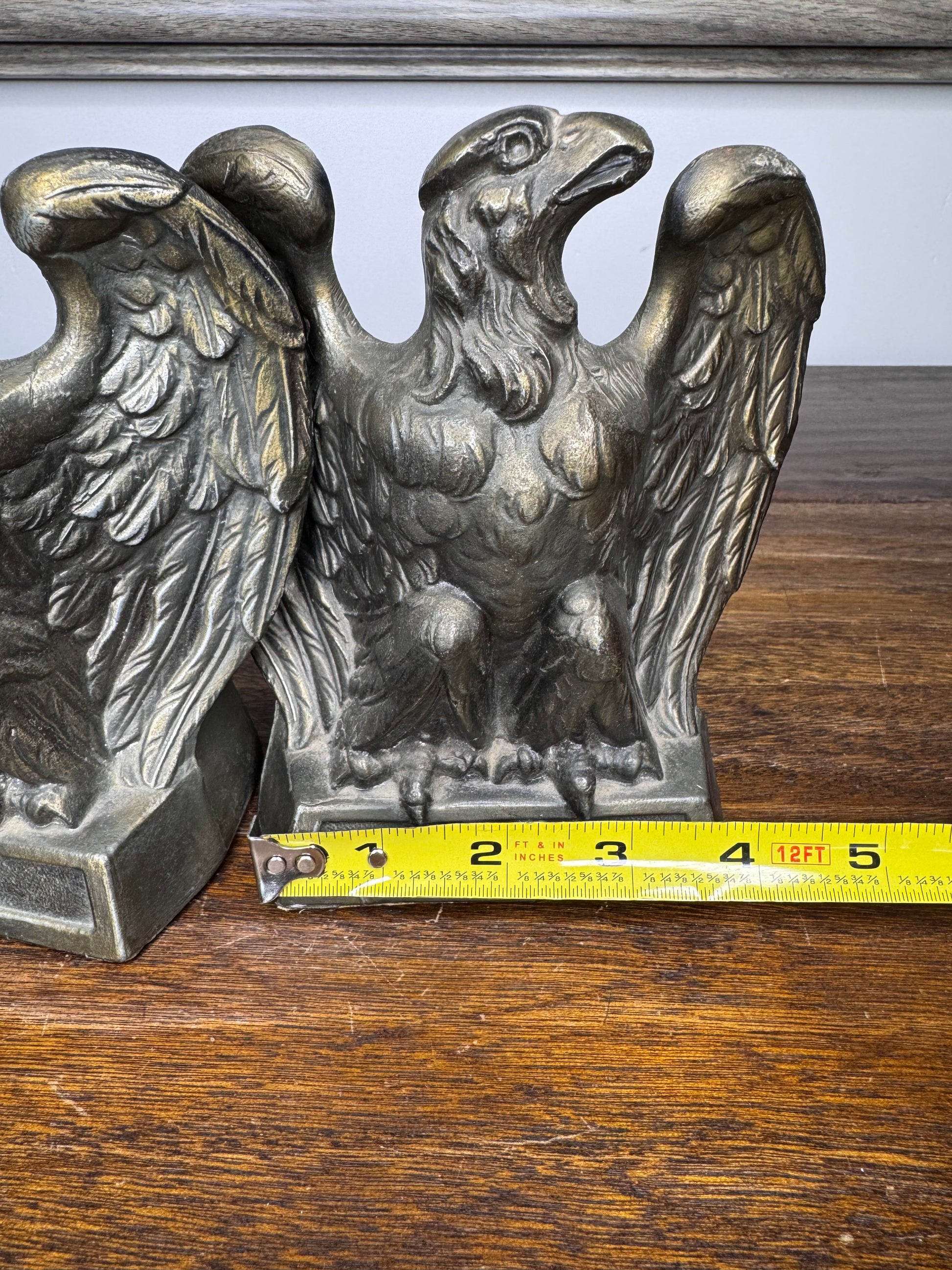 Vintage 1965 American Eagle Brass Bookends 1776