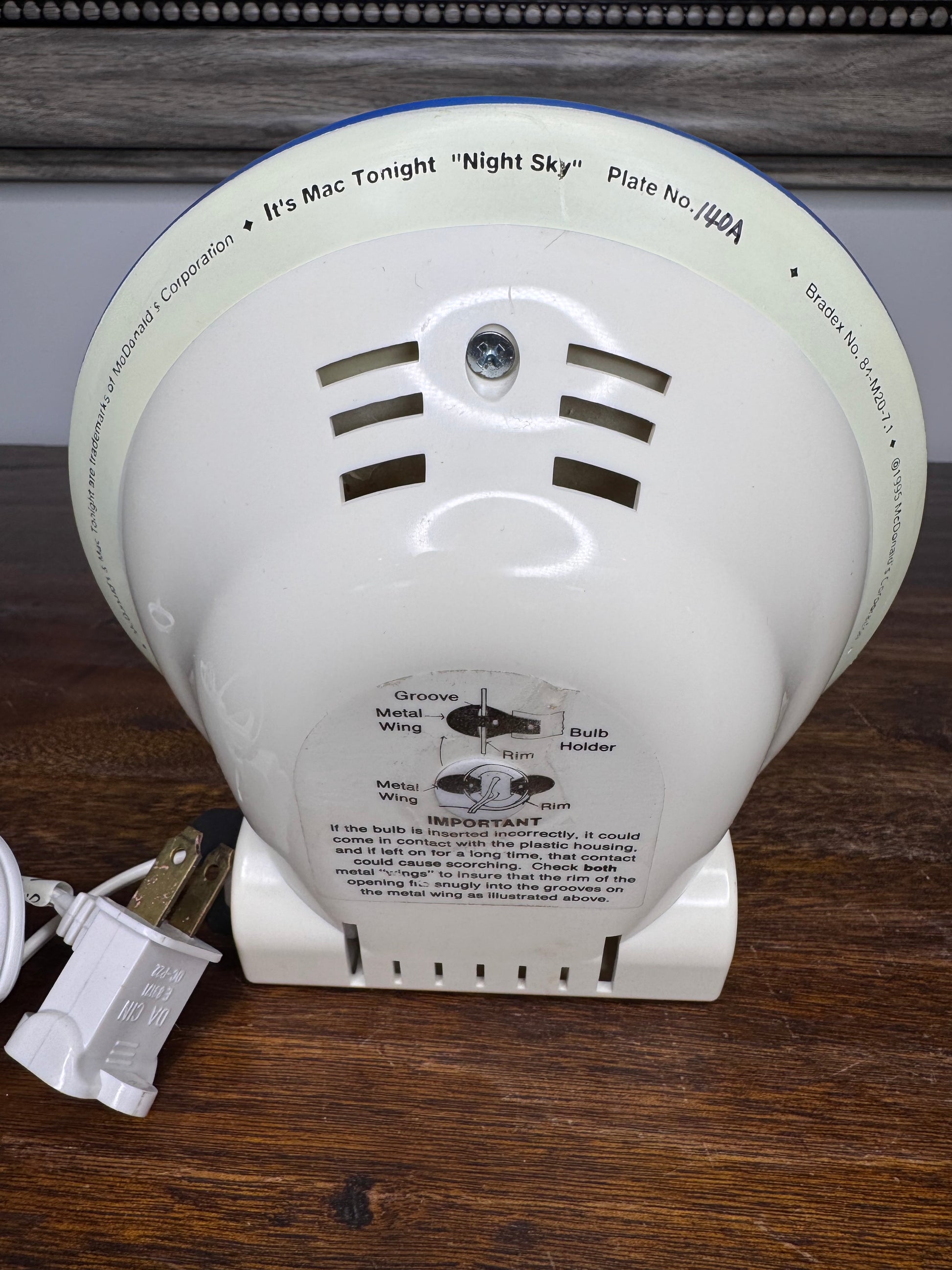 McDonald's "Mac Tonight" Night Sky Night Light 1995 Limited Edition