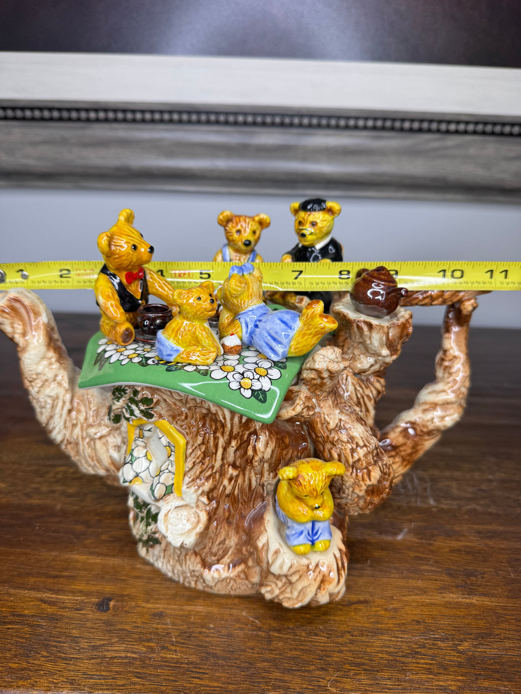 Large Vintage Paul Cardew Limited Edition Teddy Bear Picnic Teapot Signed By Artist in 18kt Gold