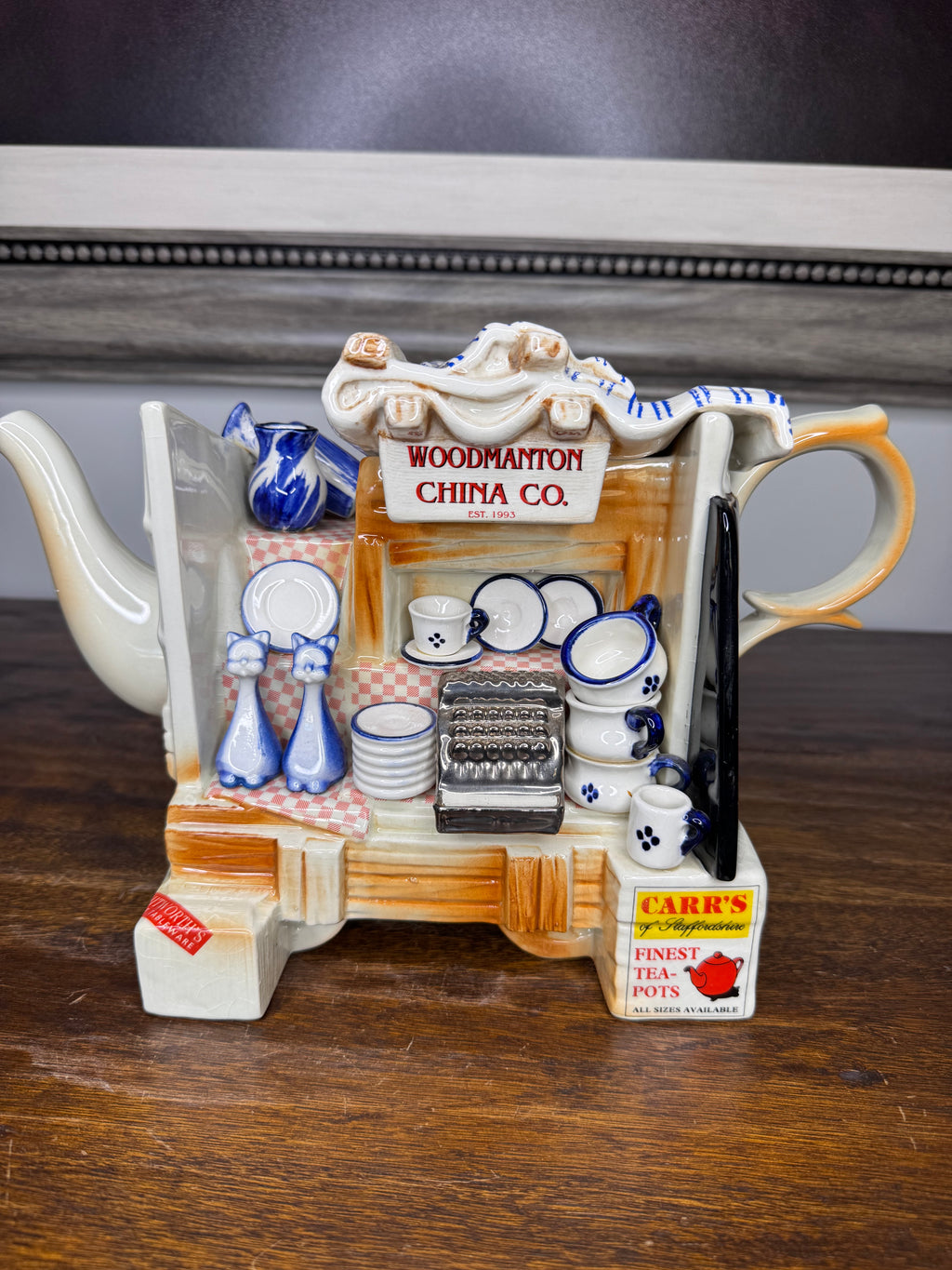 Vintage Paul Cardew Designs England Woodmanton China Co. Novelty Teapot Artist Signed