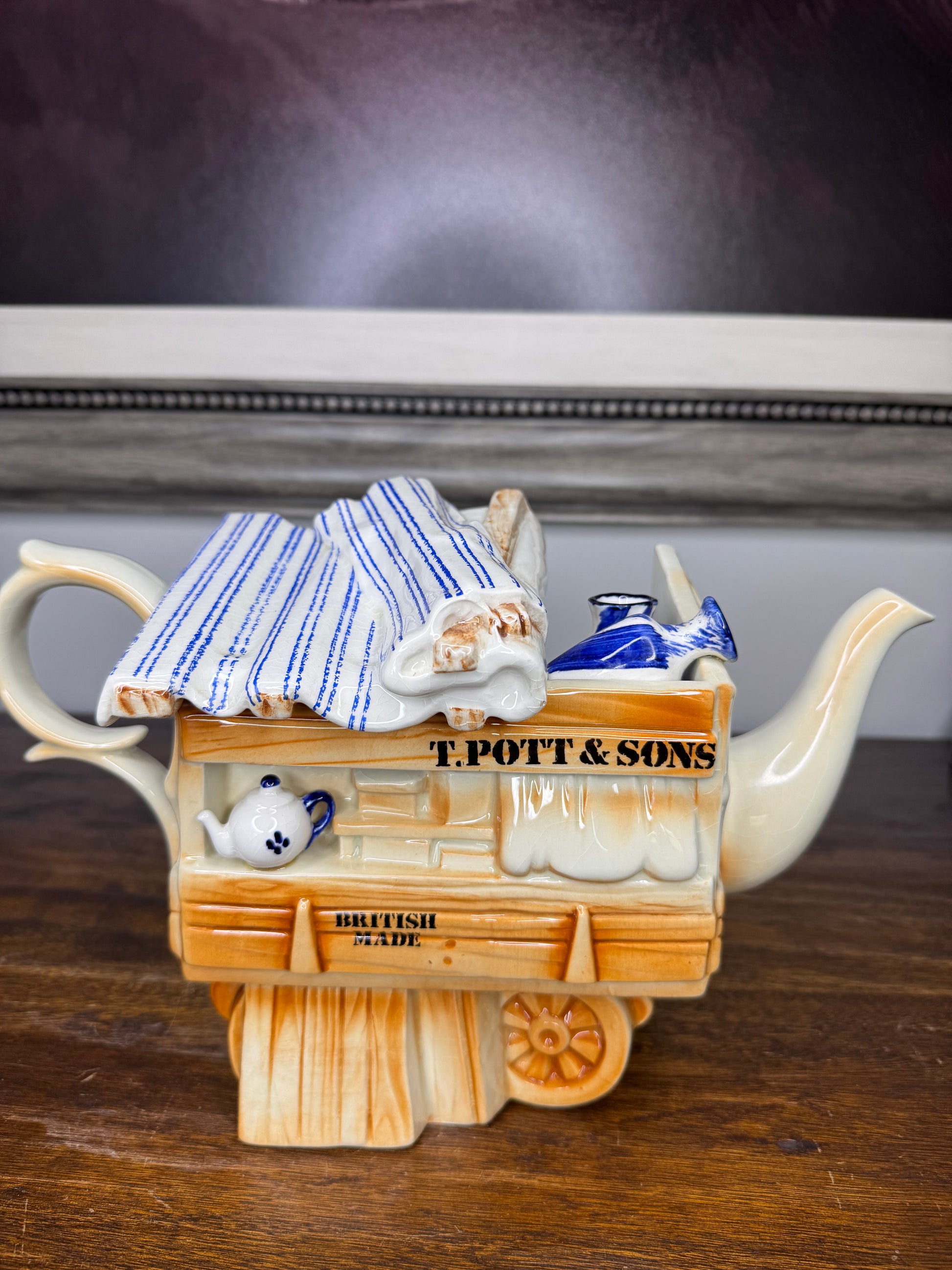 Vintage Paul Cardew Designs England Woodmanton China Co. Novelty Teapot Artist Signed
