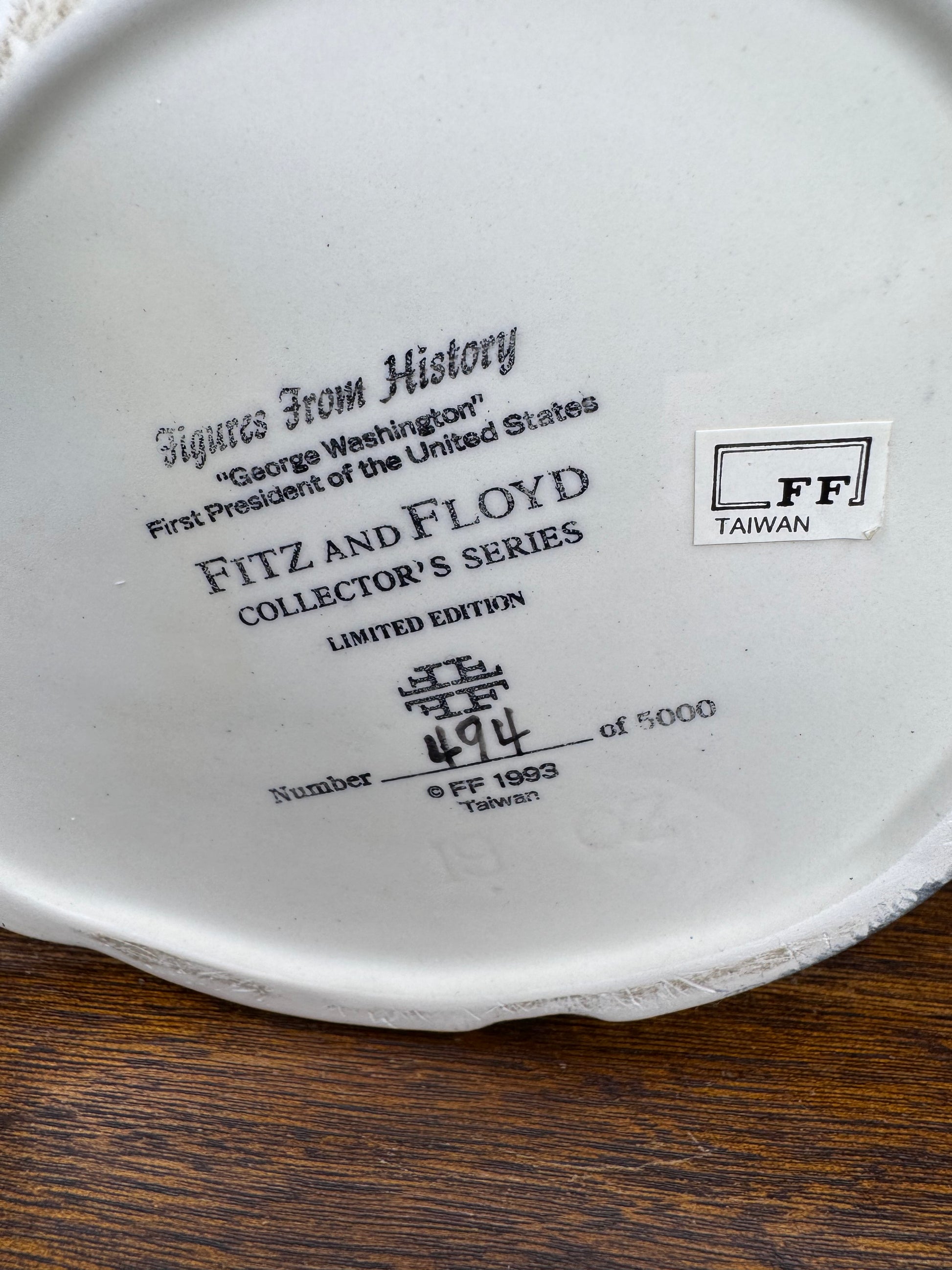 1993 Fitz and Floyd Figures from History George Washington Teapot