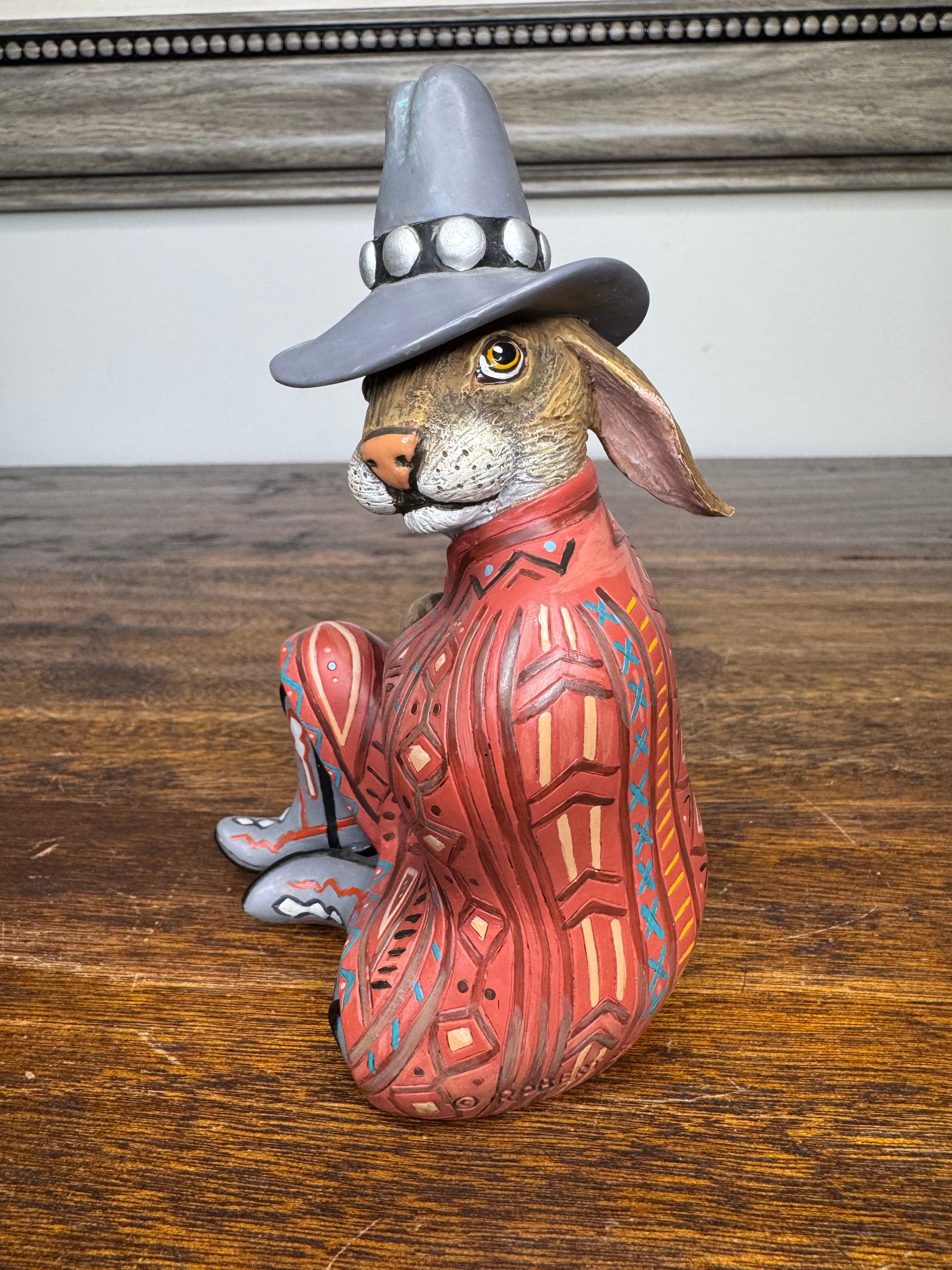 Signed Robert Shields Rabbit Trader Trickster Figurine 6"