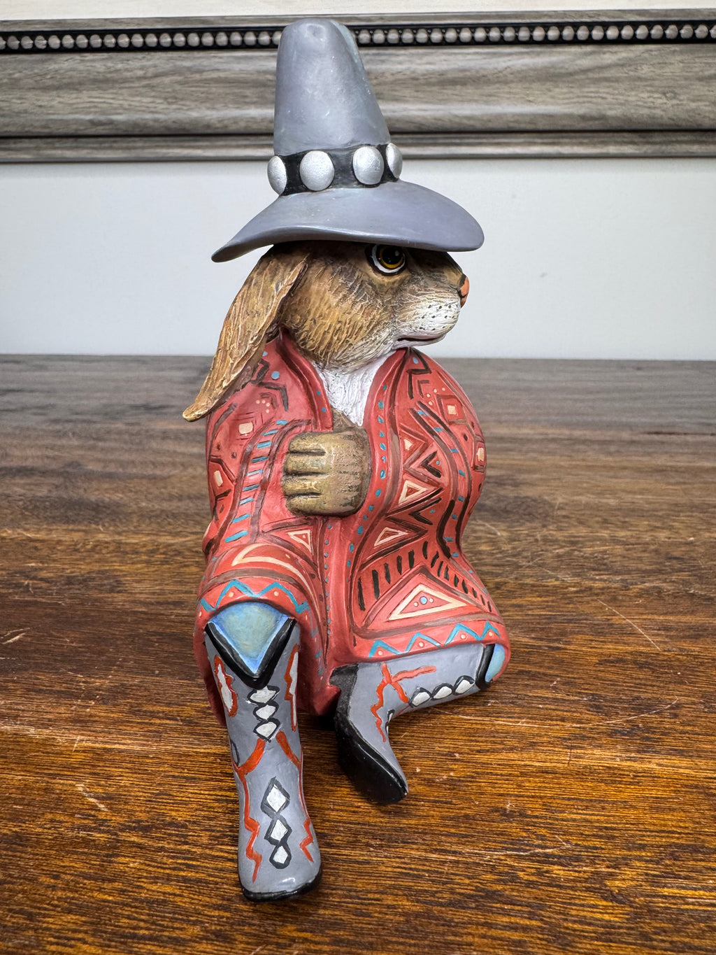 Signed Robert Shields Rabbit Trader Trickster Figurine 6"