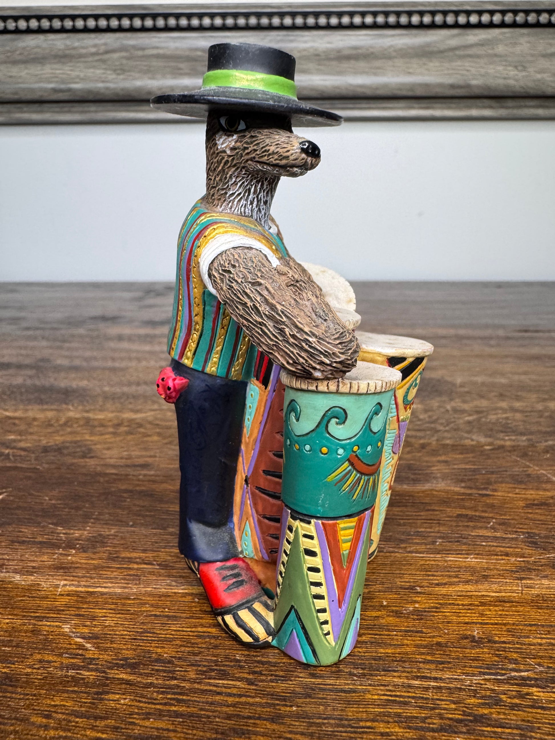 Small Robert Shields Trickster Coyote Drum Player