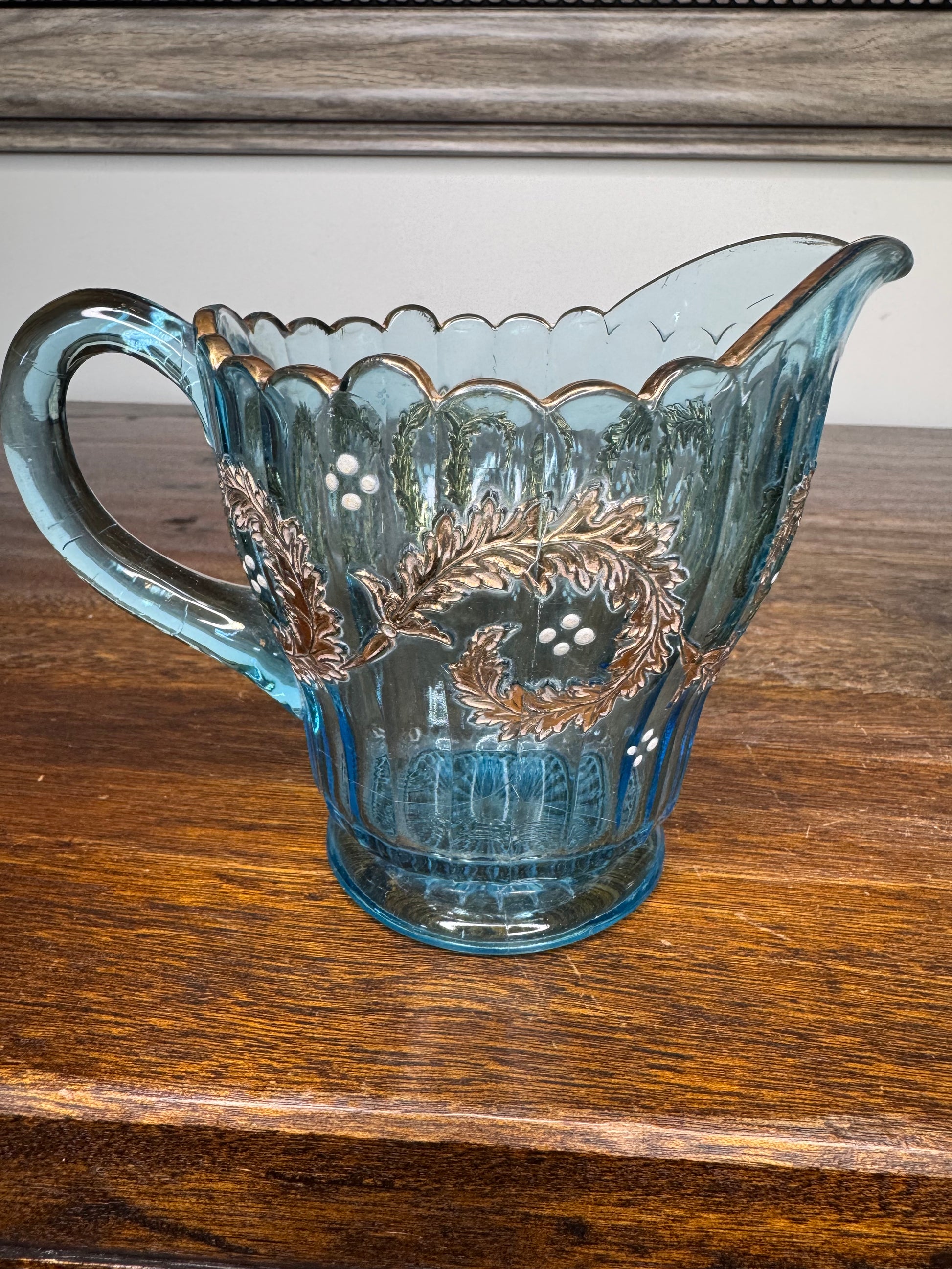 Stunning Set of Antique Blue Cream and Sugar Dishes w/Gilt Accents