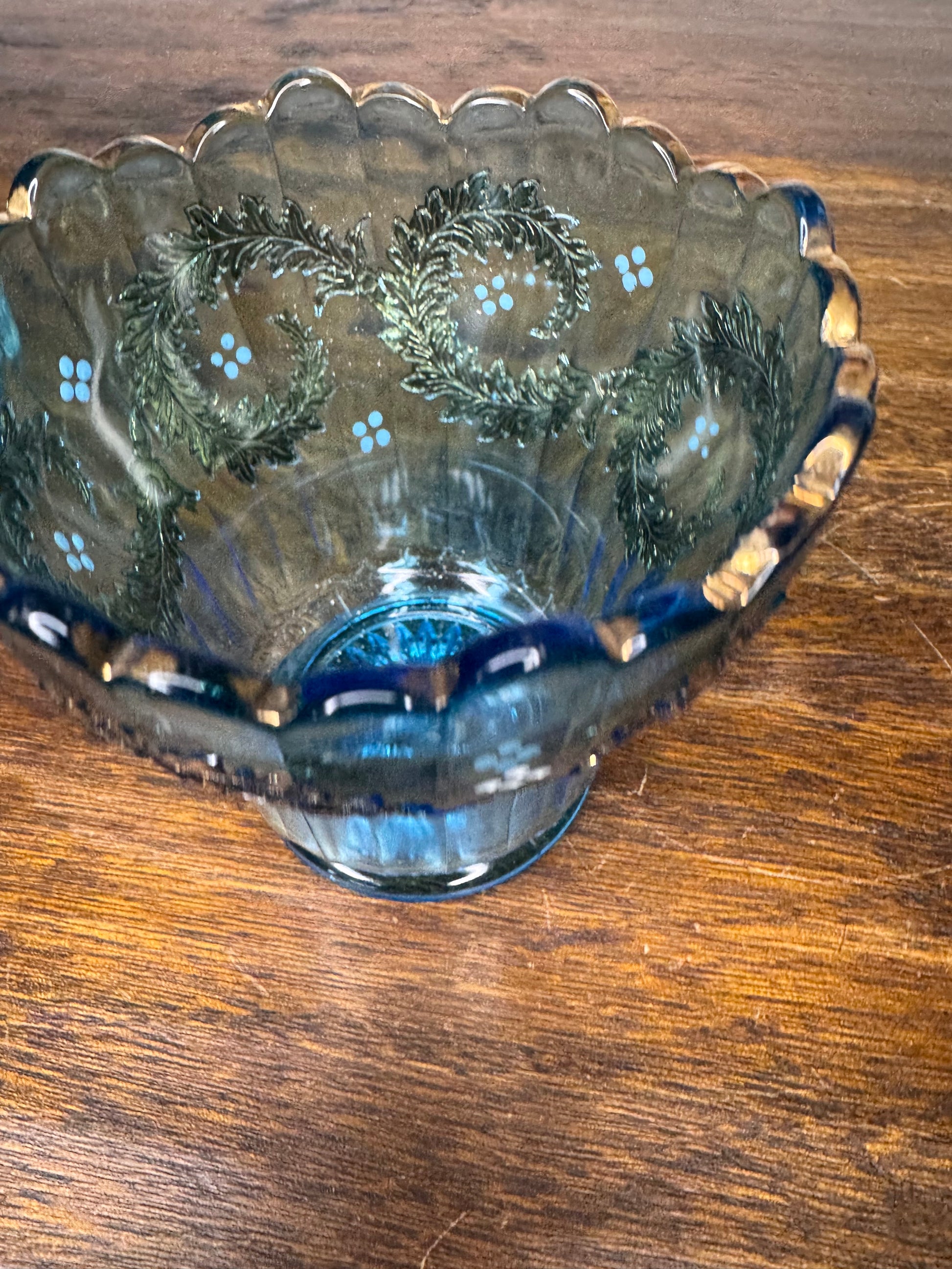 Stunning Set of Antique Blue Cream and Sugar Dishes w/Gilt Accents