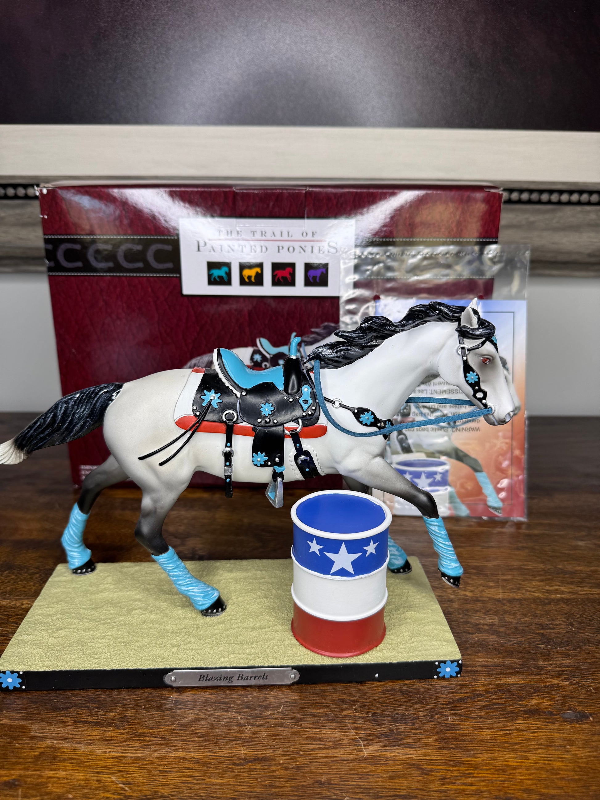 New Trail of painted Ponies "Blazing Barrels" Figurine 1E