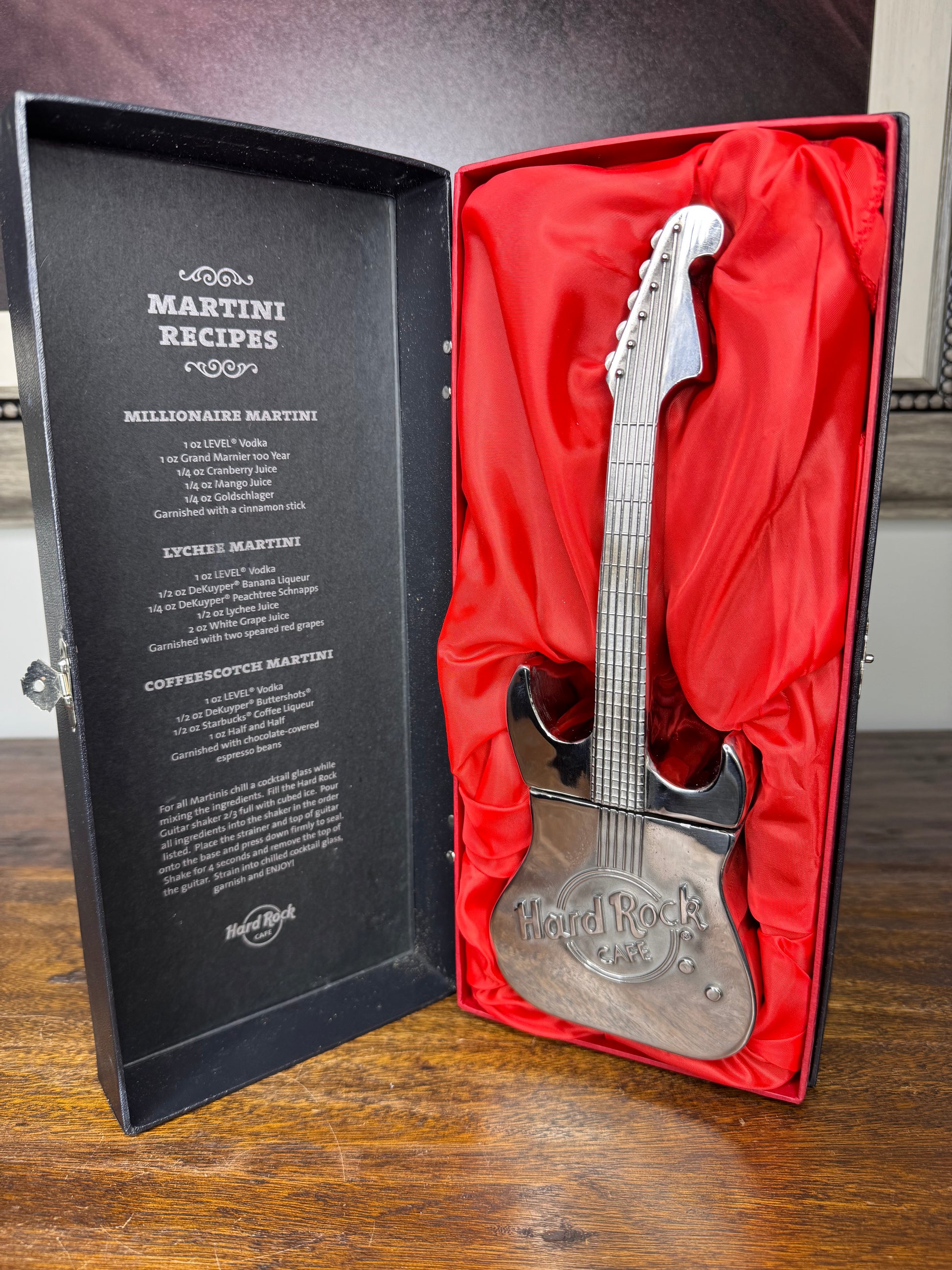 Limited Edition Hard Rock Cafe Martini Cocktail Shaker w/ Hard Shell Case