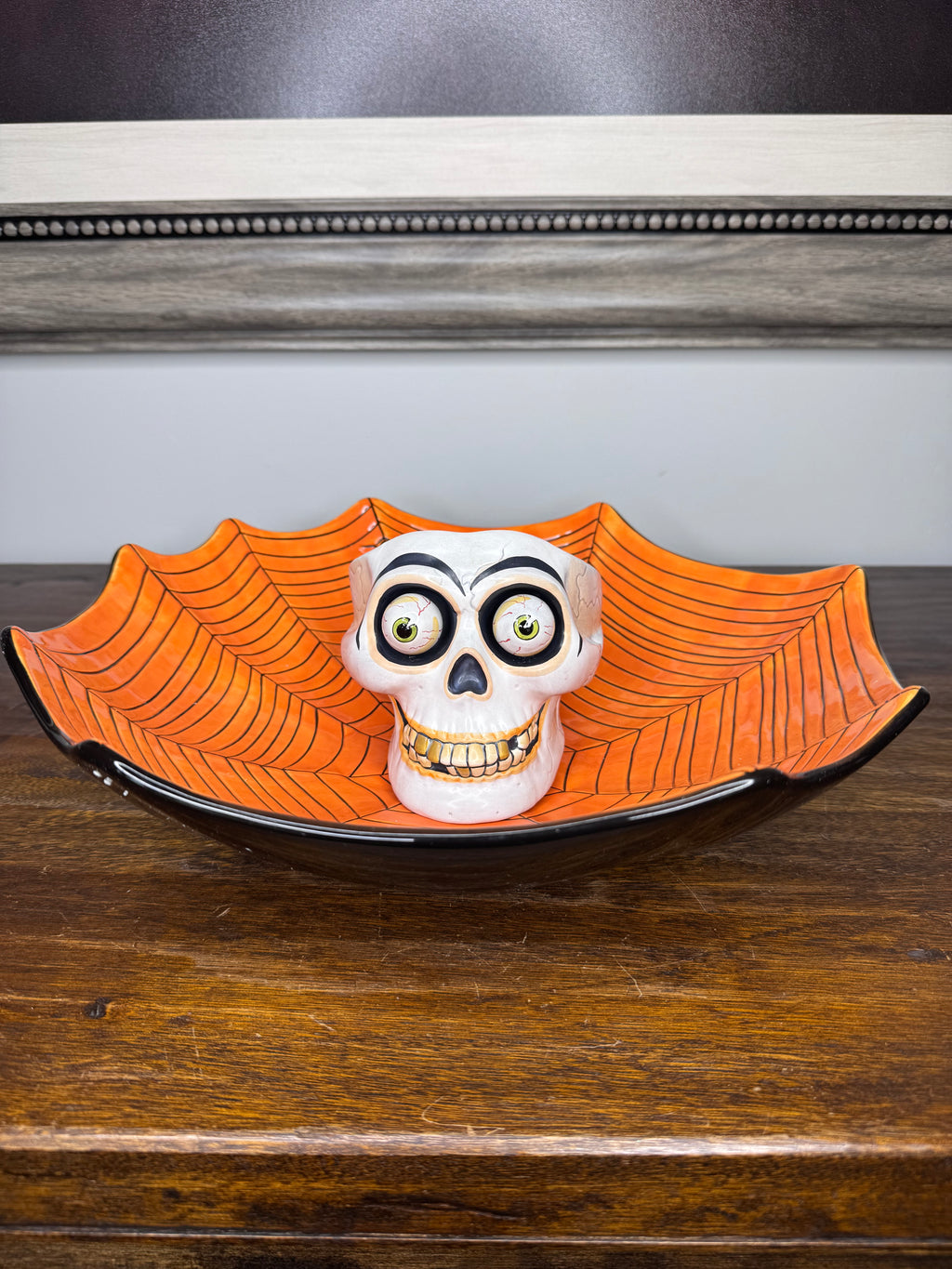 RARE Dept 56 Halloween Chip and Dip Bowl Set