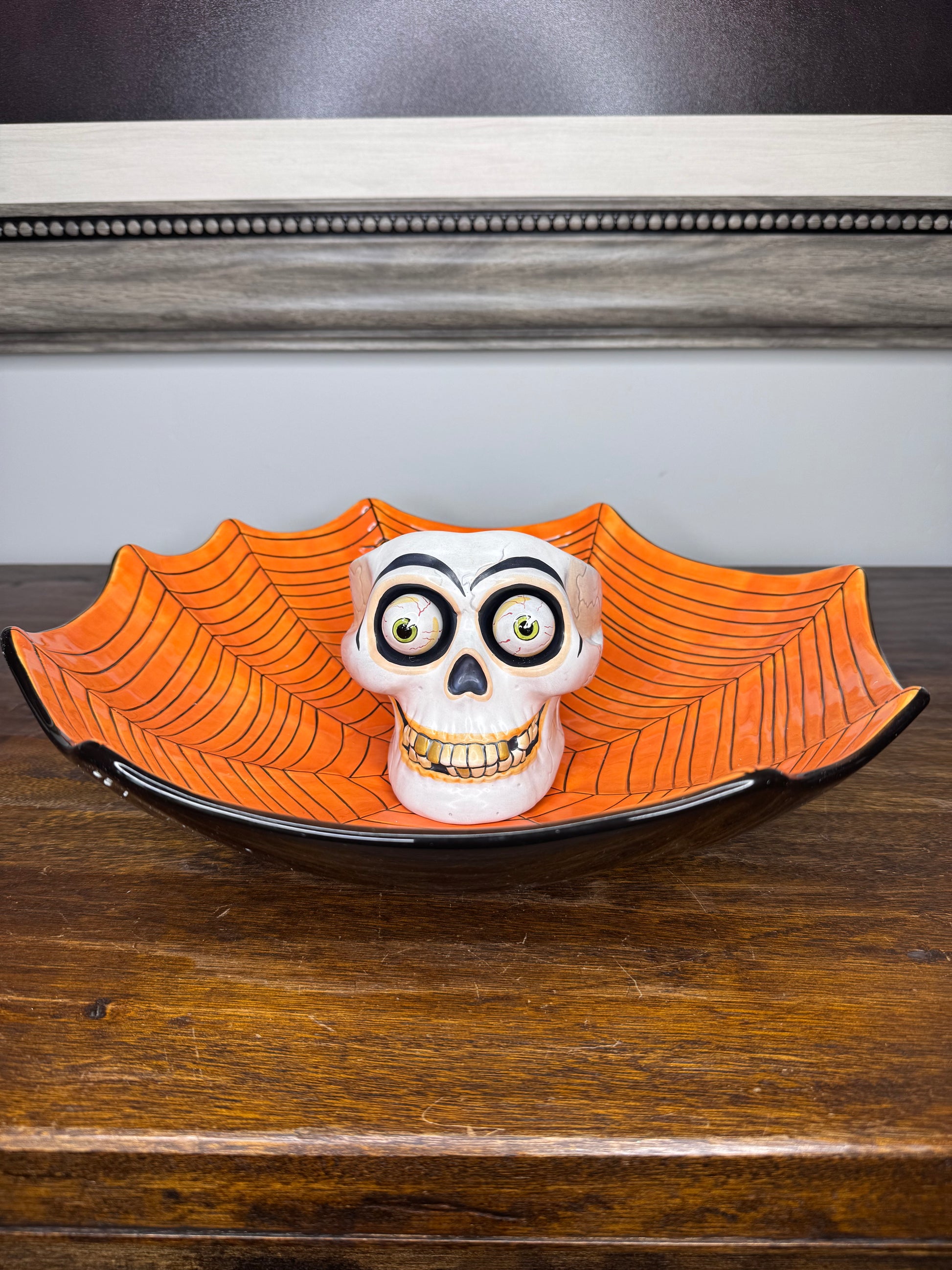 RARE Dept 56 Halloween Chip and Dip Bowl Set