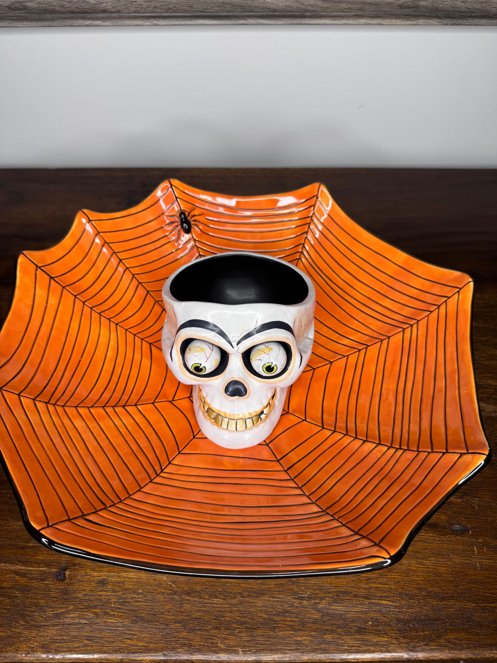 RARE Dept 56 Halloween Chip and Dip Bowl Set