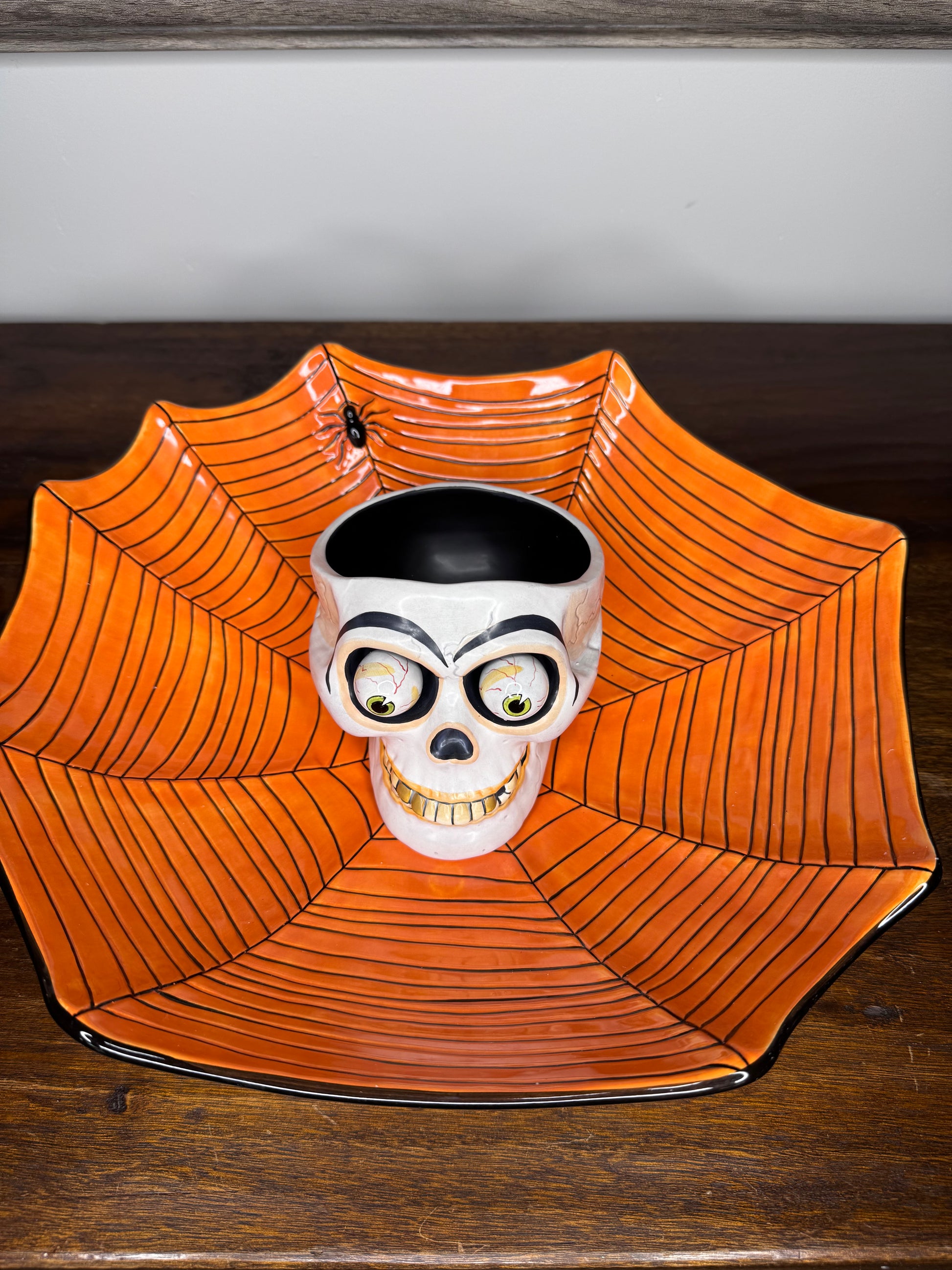 RARE Dept 56 Halloween Chip and Dip Bowl Set