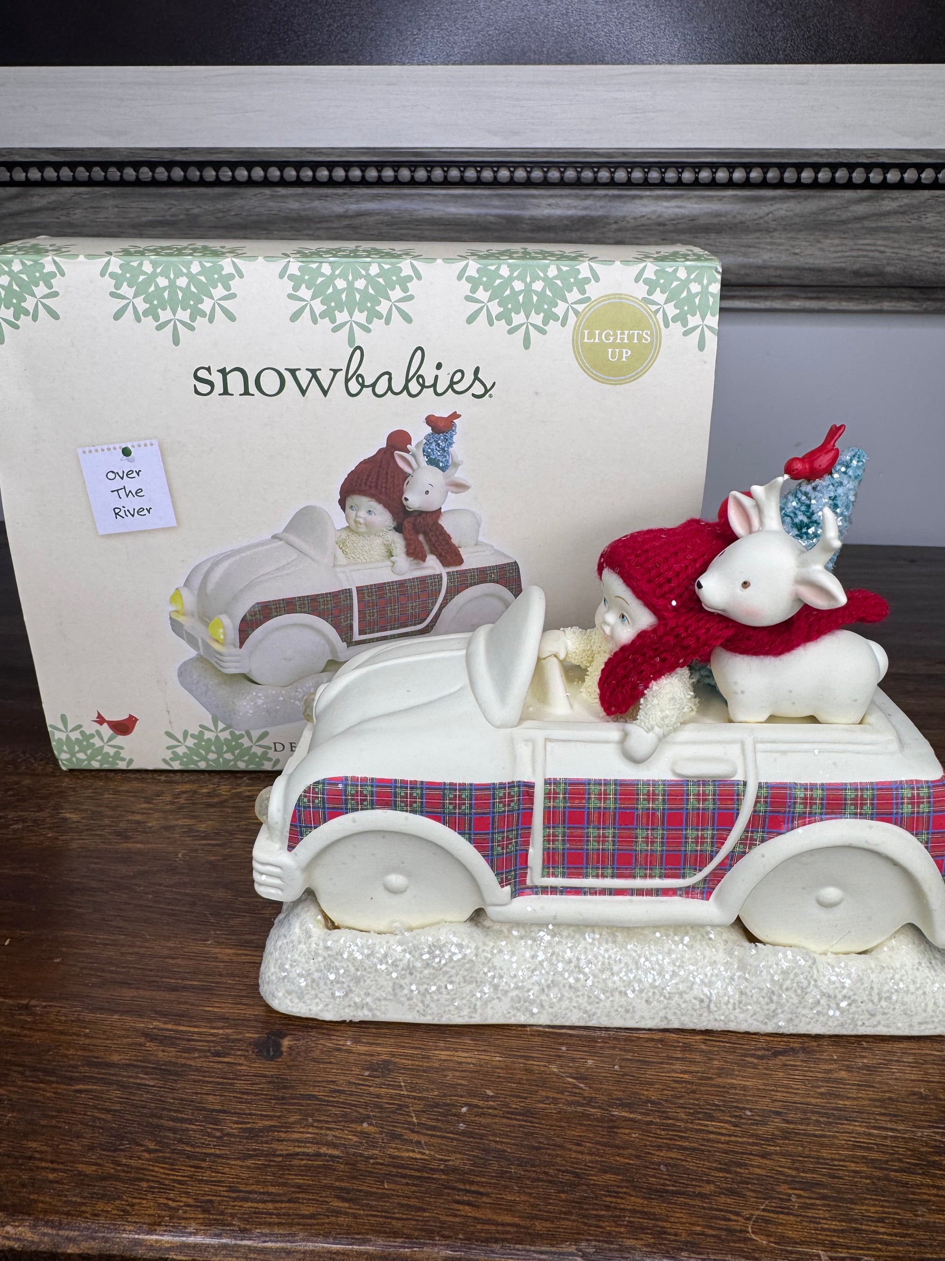 Dept 56 Snowbabies "Over the River" Figurine, NIB Light Up