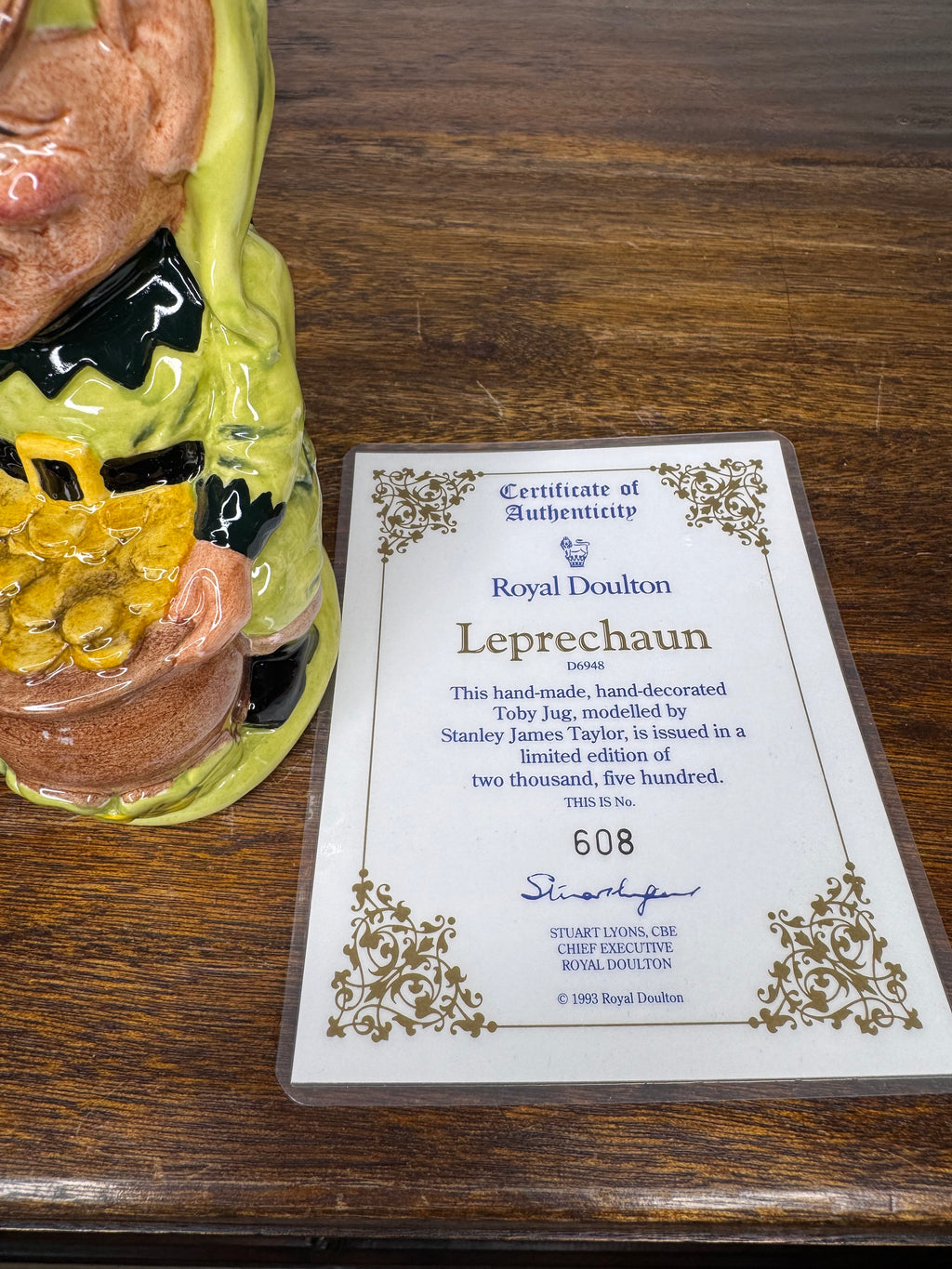 Royal Doulton Limited Edition Leprechaun 5" Toby Character Jug w/ COA 608/2,500