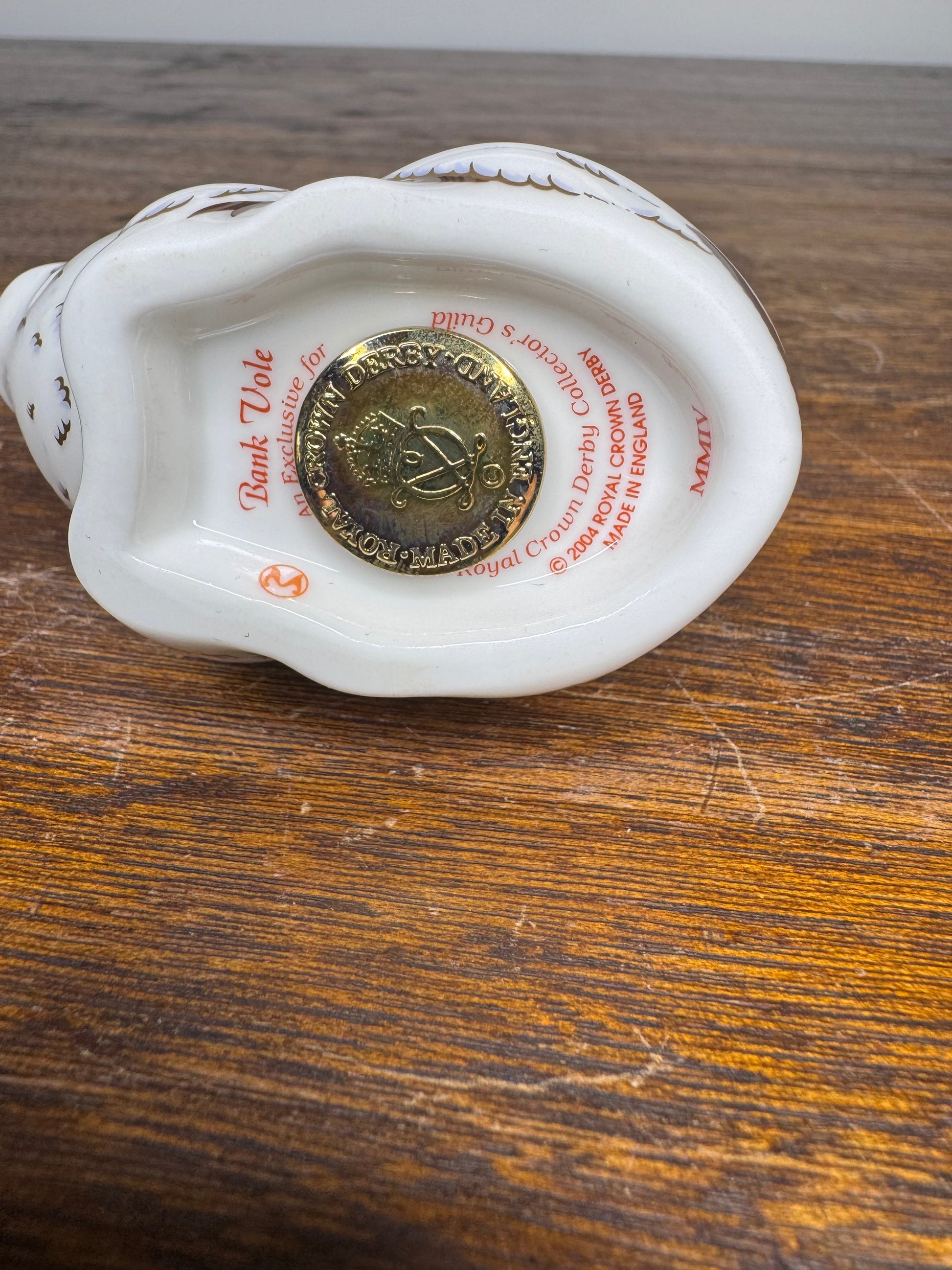 Royal Crown Derby Collectors Guild Exclusive Vole w/Original Box, Gold Stopper