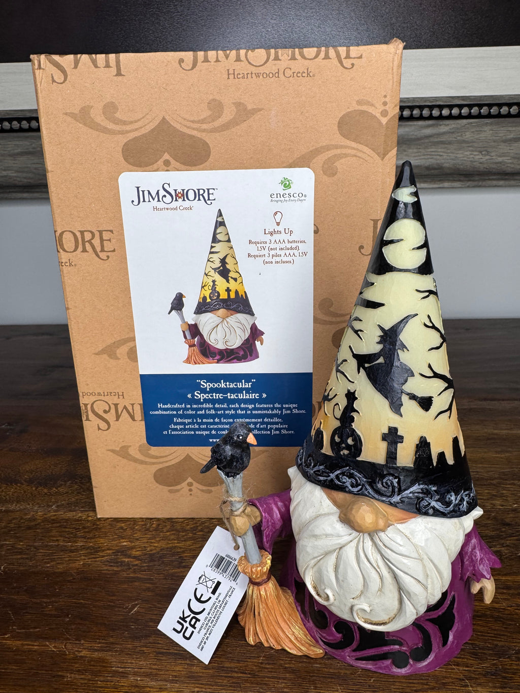Jim Shore Heartwood Creek Wizard with LED Hat NIB