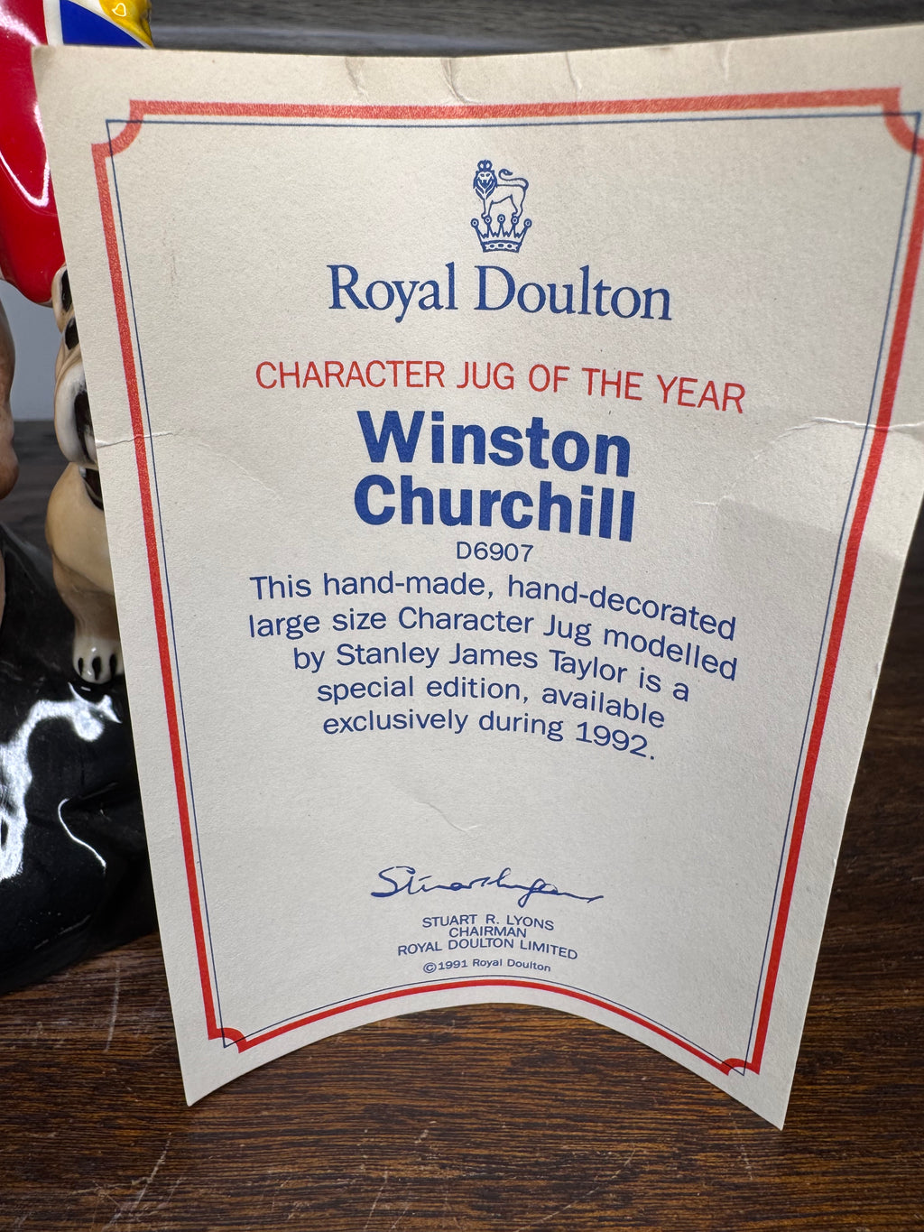1992 Royal Doulton Character Jug of The Year Winston Churchill with COA