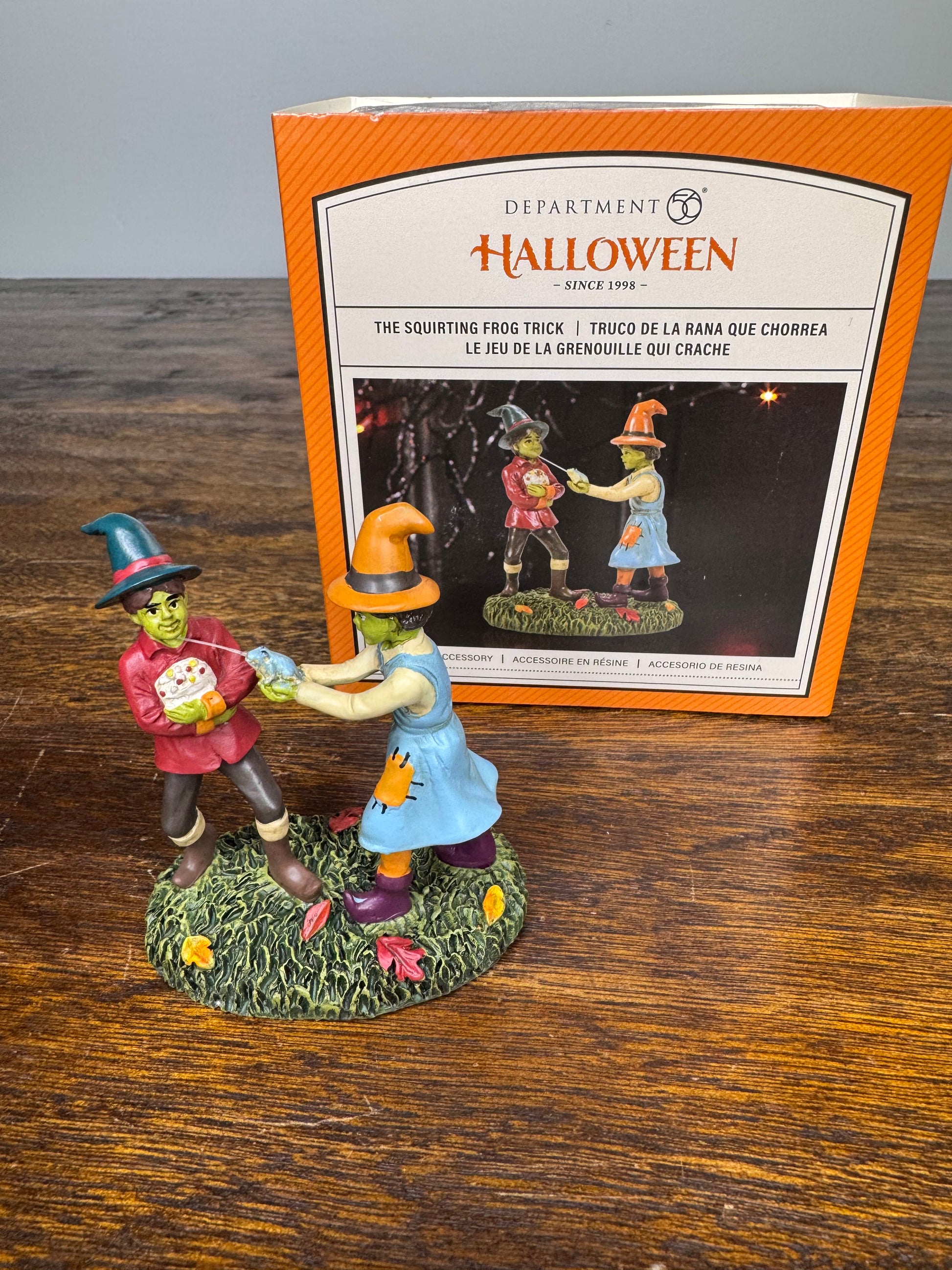 New Dept 56 Snow Village Halloween Accessory "The Squirting Frog Trick"