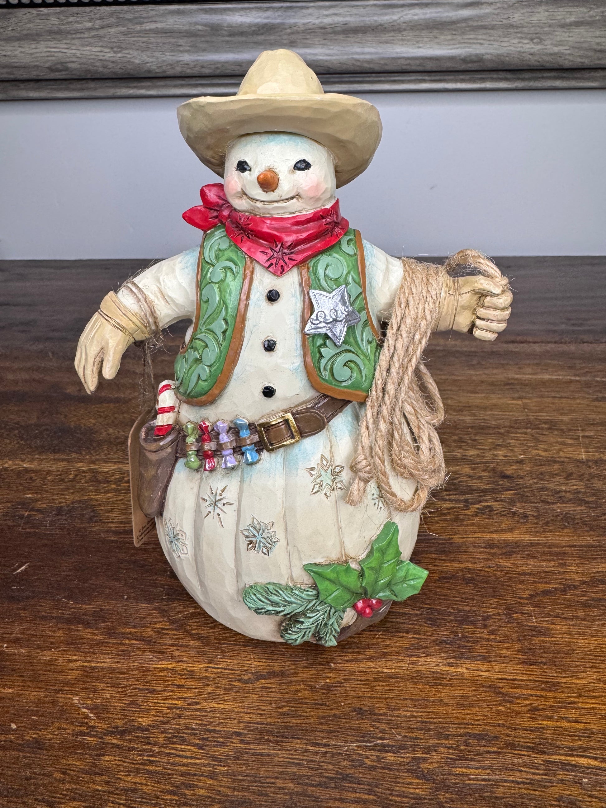New Jim Shore Heartwood Creek Cowboy Snowman "Howdy Winter" w/ Box
