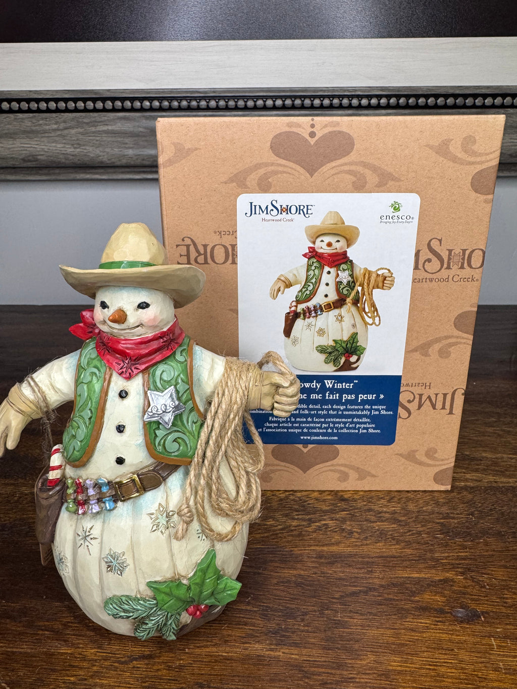 New Jim Shore Heartwood Creek Cowboy Snowman "Howdy Winter" w/ Box