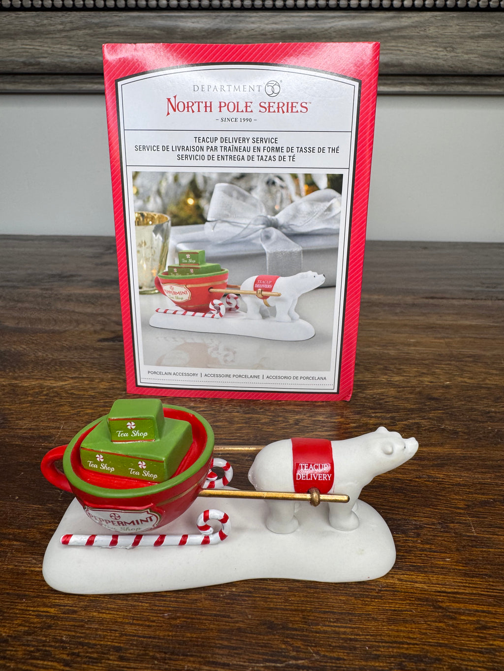New Dept 56 North Pole Village Accessory "Teacup Delivery Service"