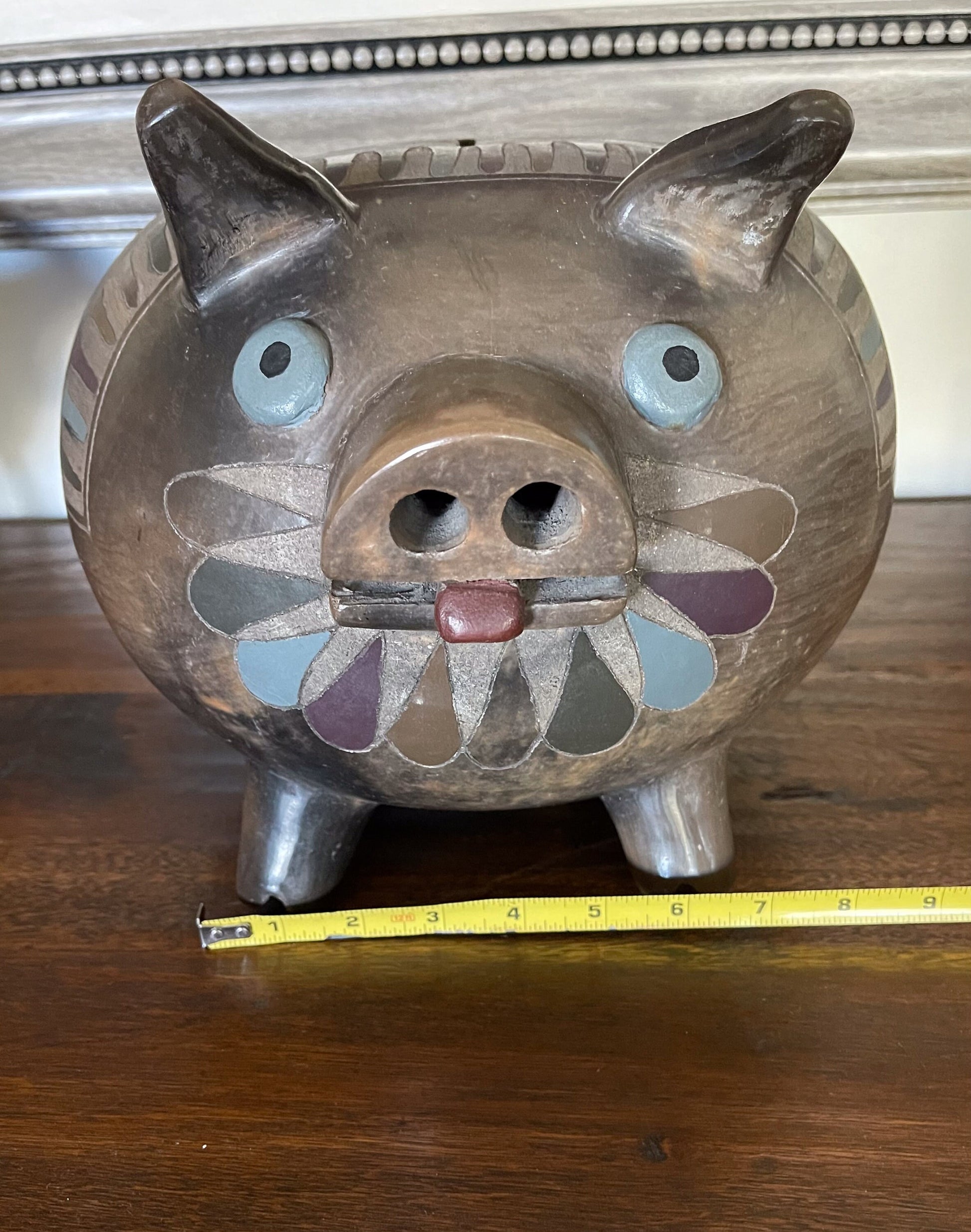 Large Vintage Mexican Tonala folk art piggy bank
