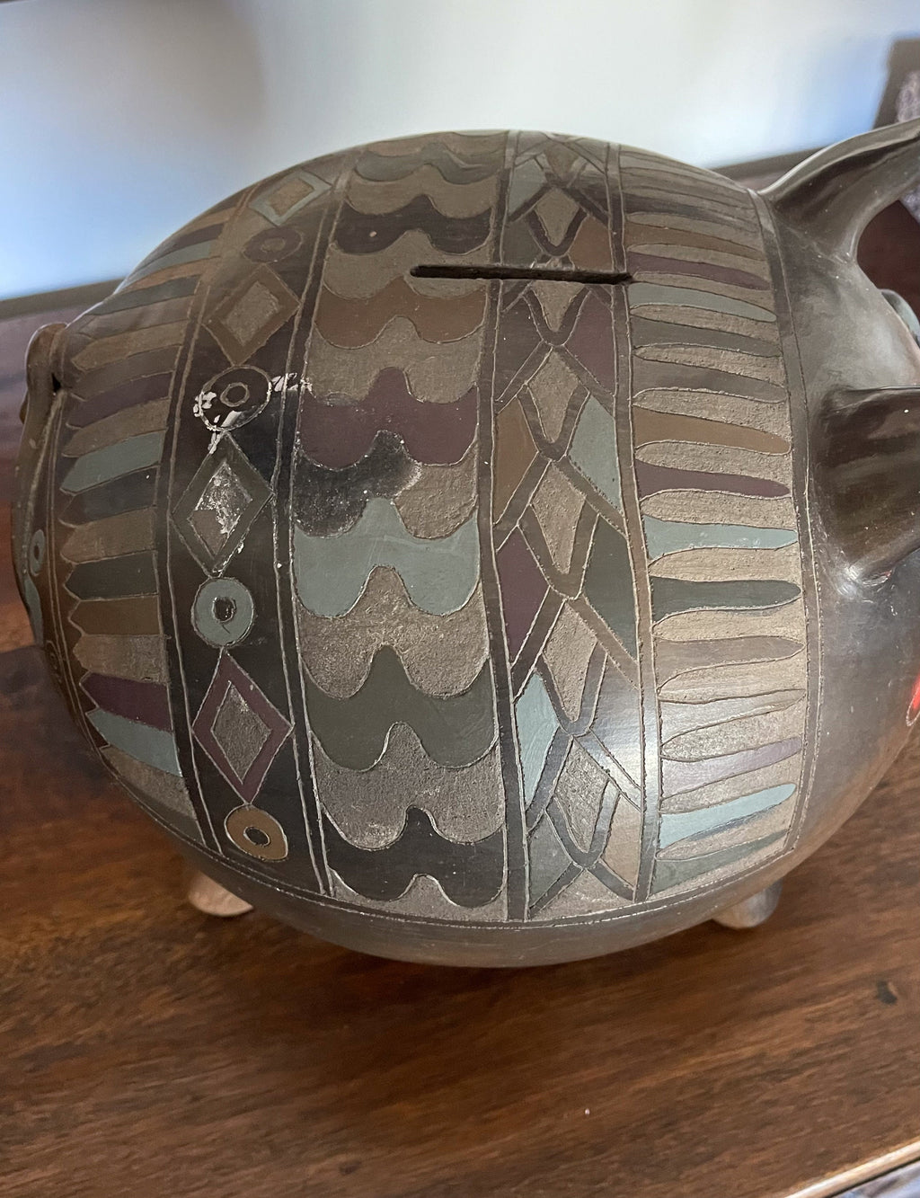 Large Vintage Mexican Tonala folk art piggy bank