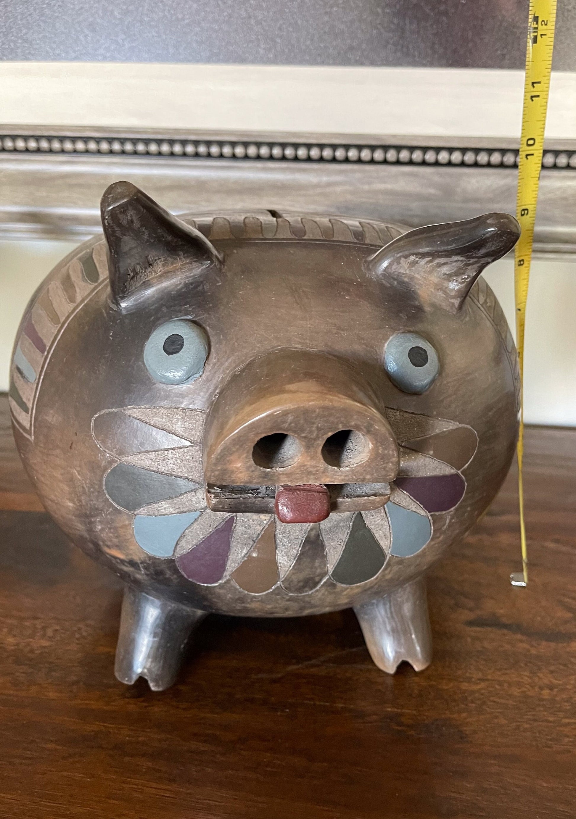 Large Vintage Mexican Tonala folk art piggy bank
