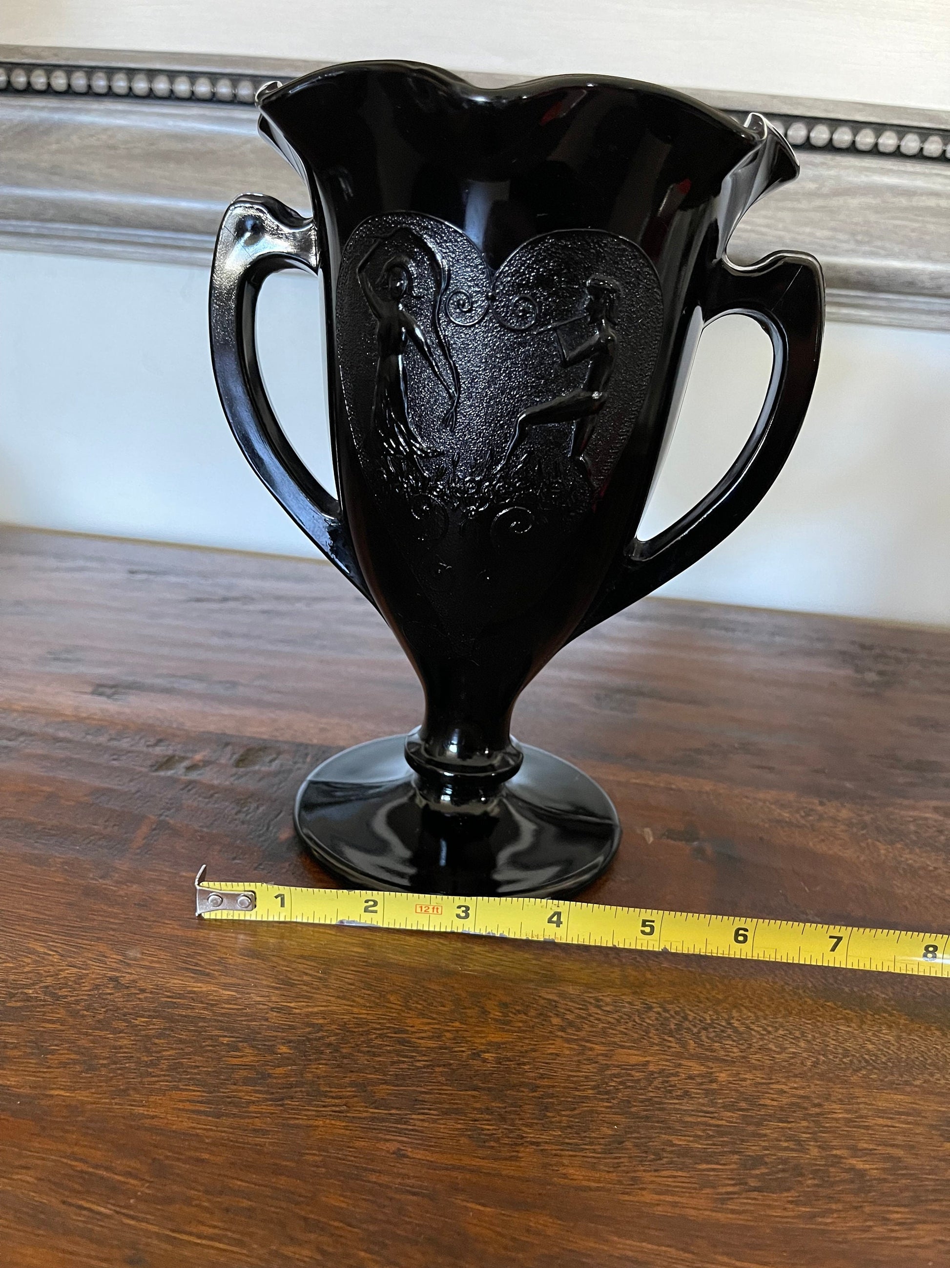 Antique L.E.Smith Glass Co. Black amethyst vase