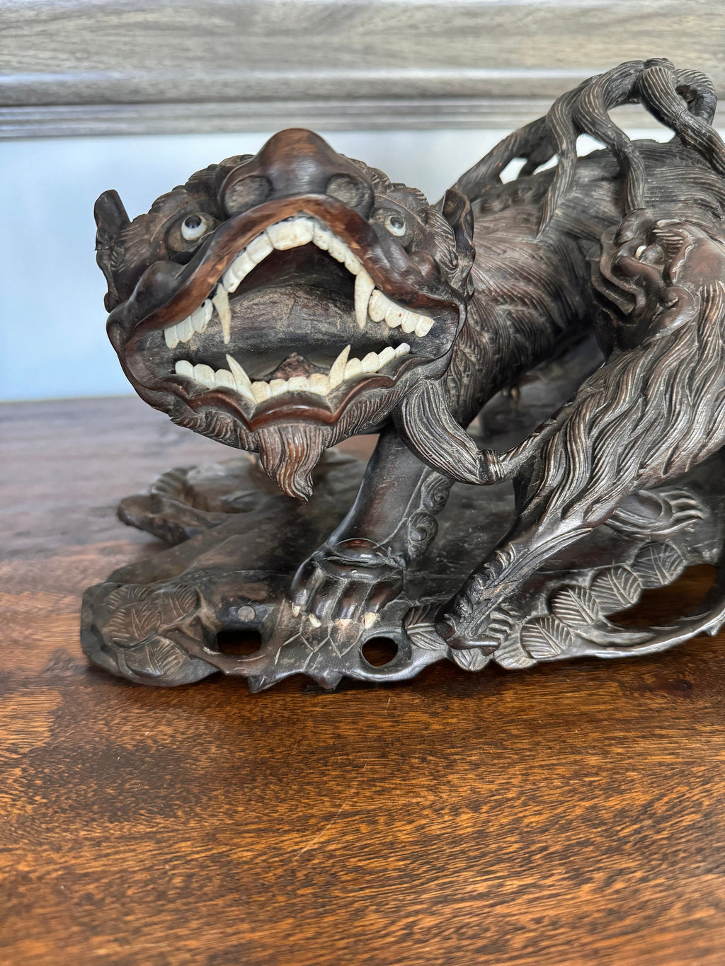 Antique Rosewood Japanese Foo Dog