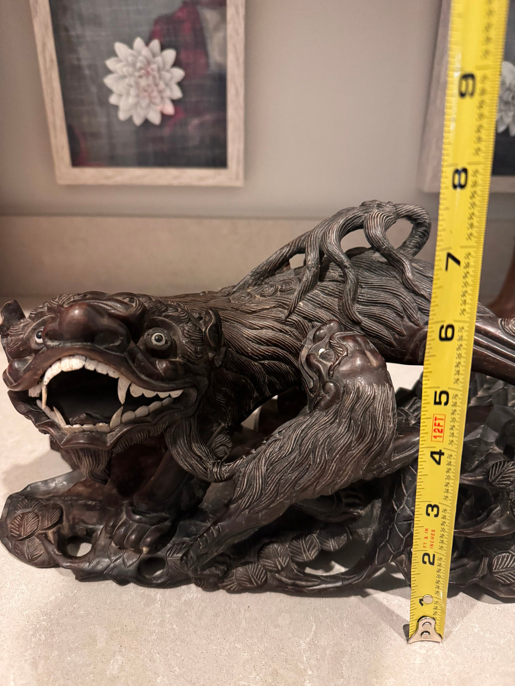 Antique Rosewood Japanese Foo Dog