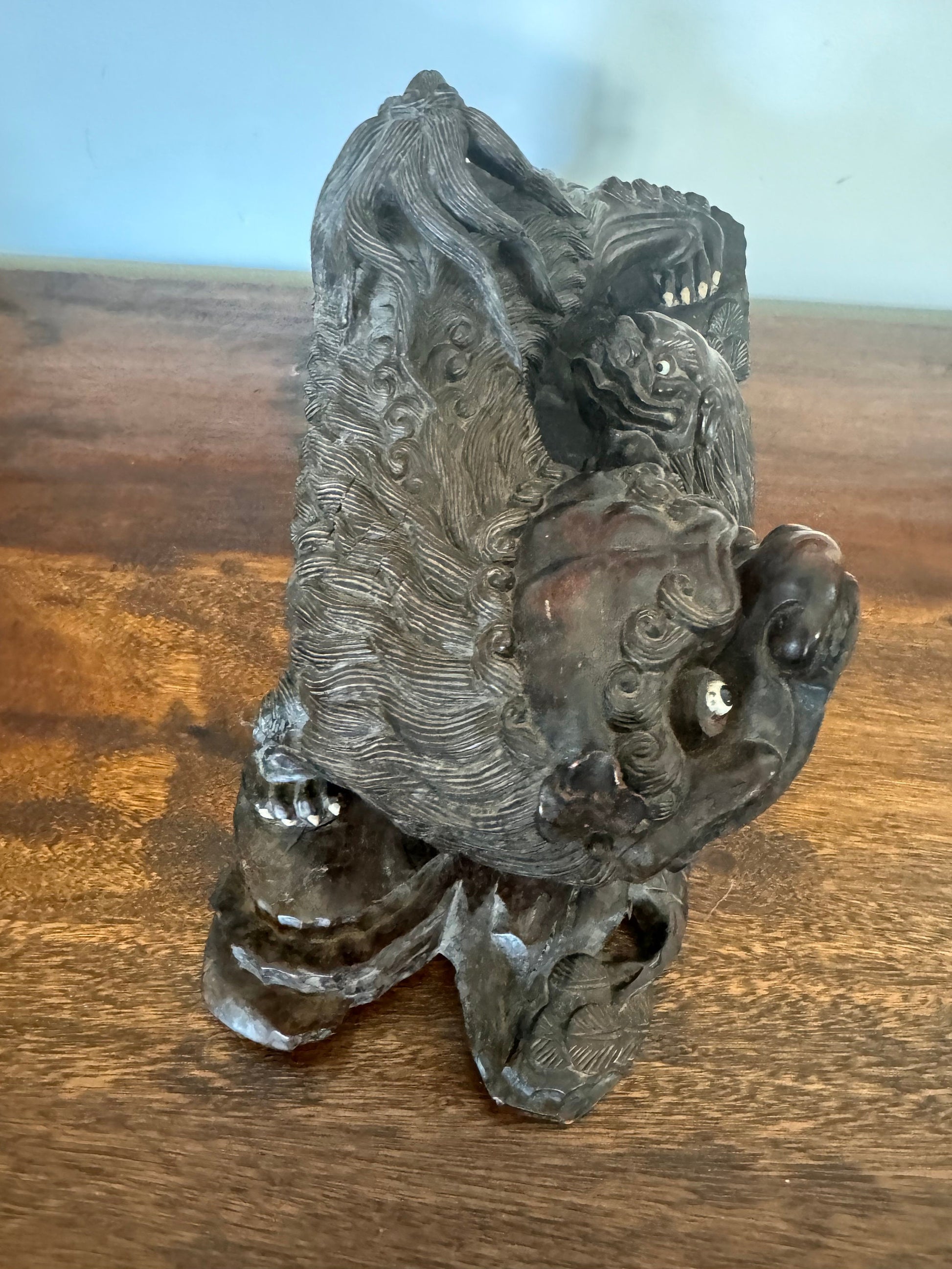 Antique Rosewood Japanese Foo Dog