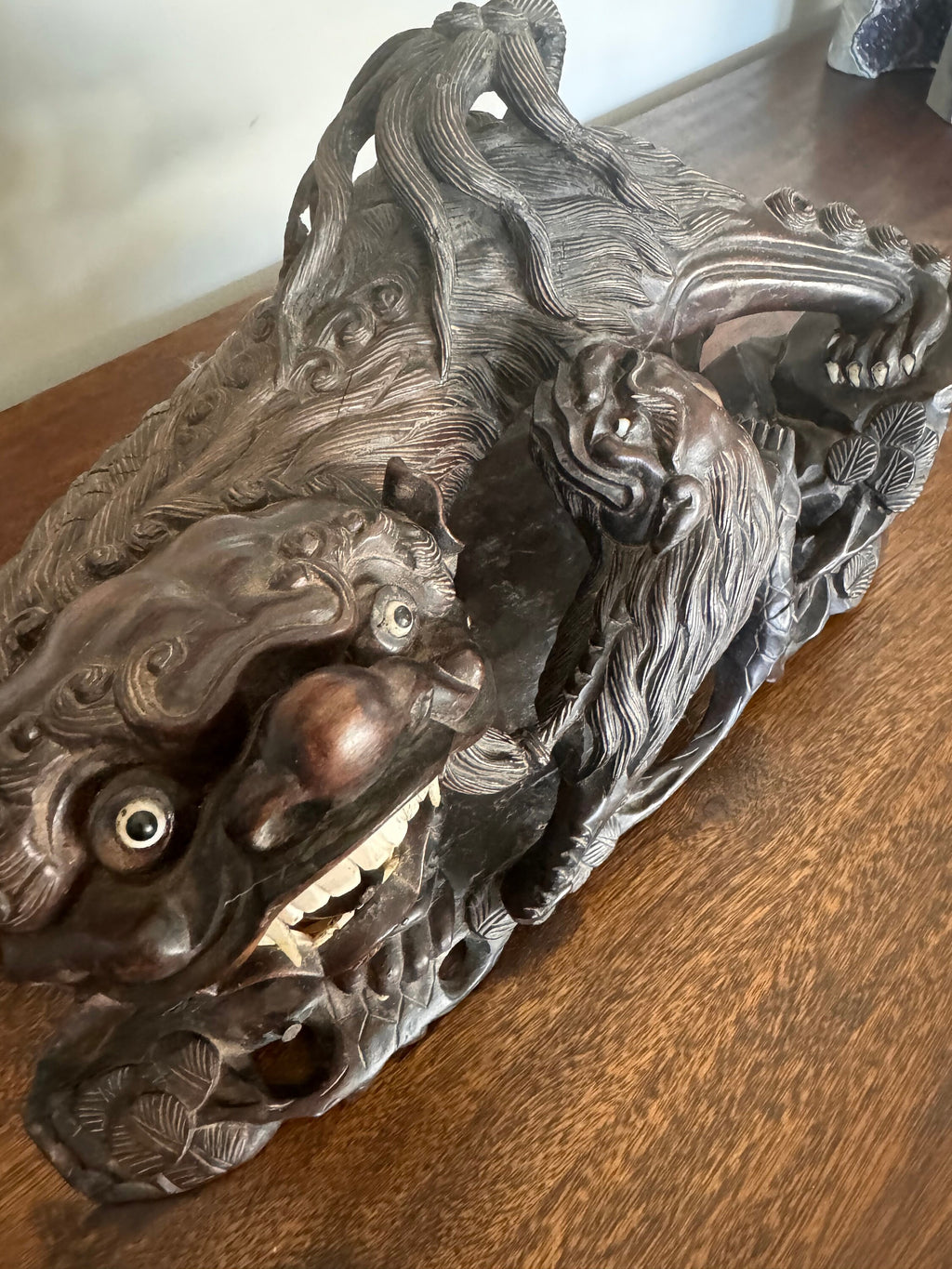 Antique Rosewood Japanese Foo Dog