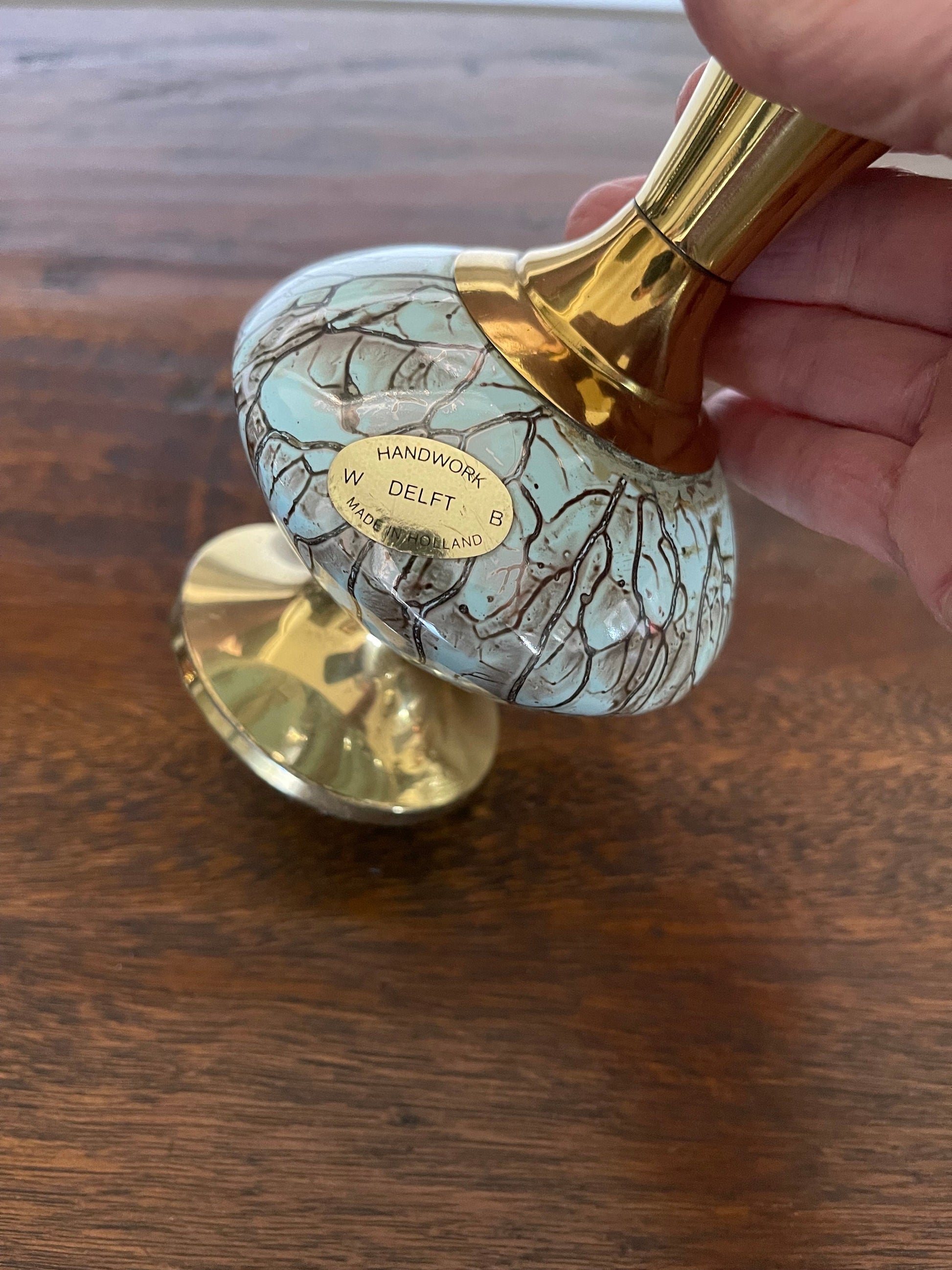 MCM Delft Brass and Ceramic Vase