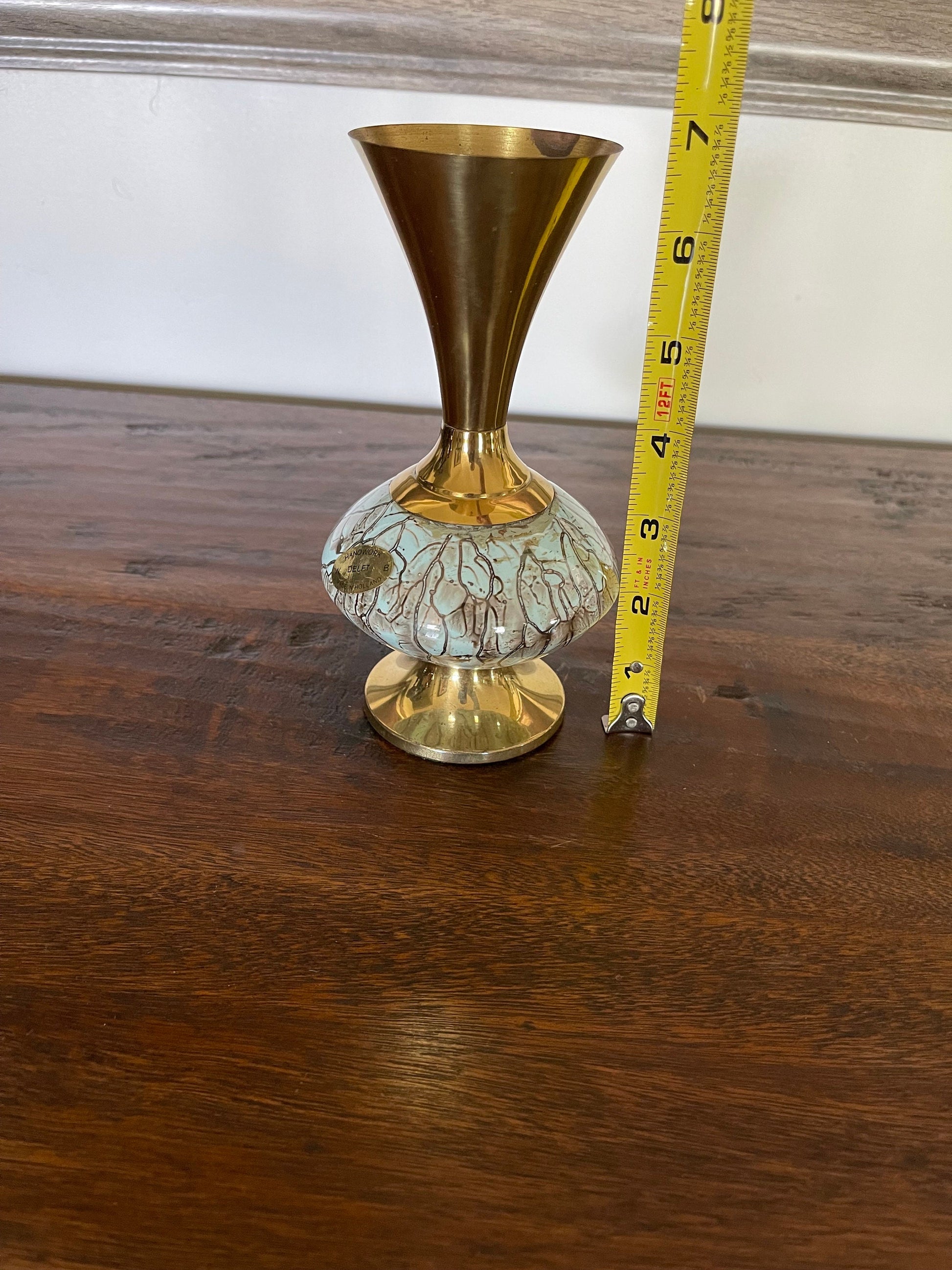 MCM Delft Brass and Ceramic Vase