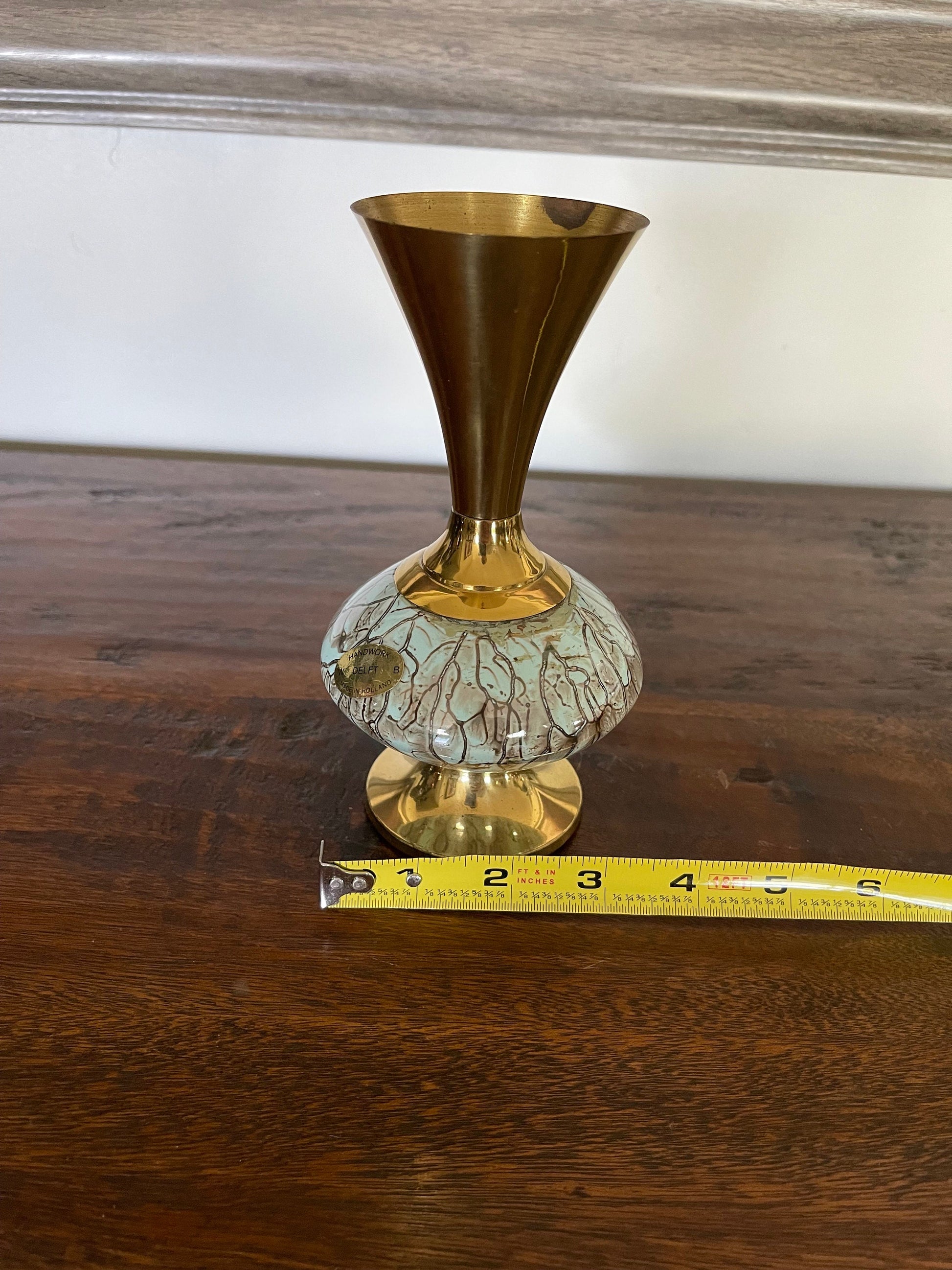 MCM Delft Brass and Ceramic Vase