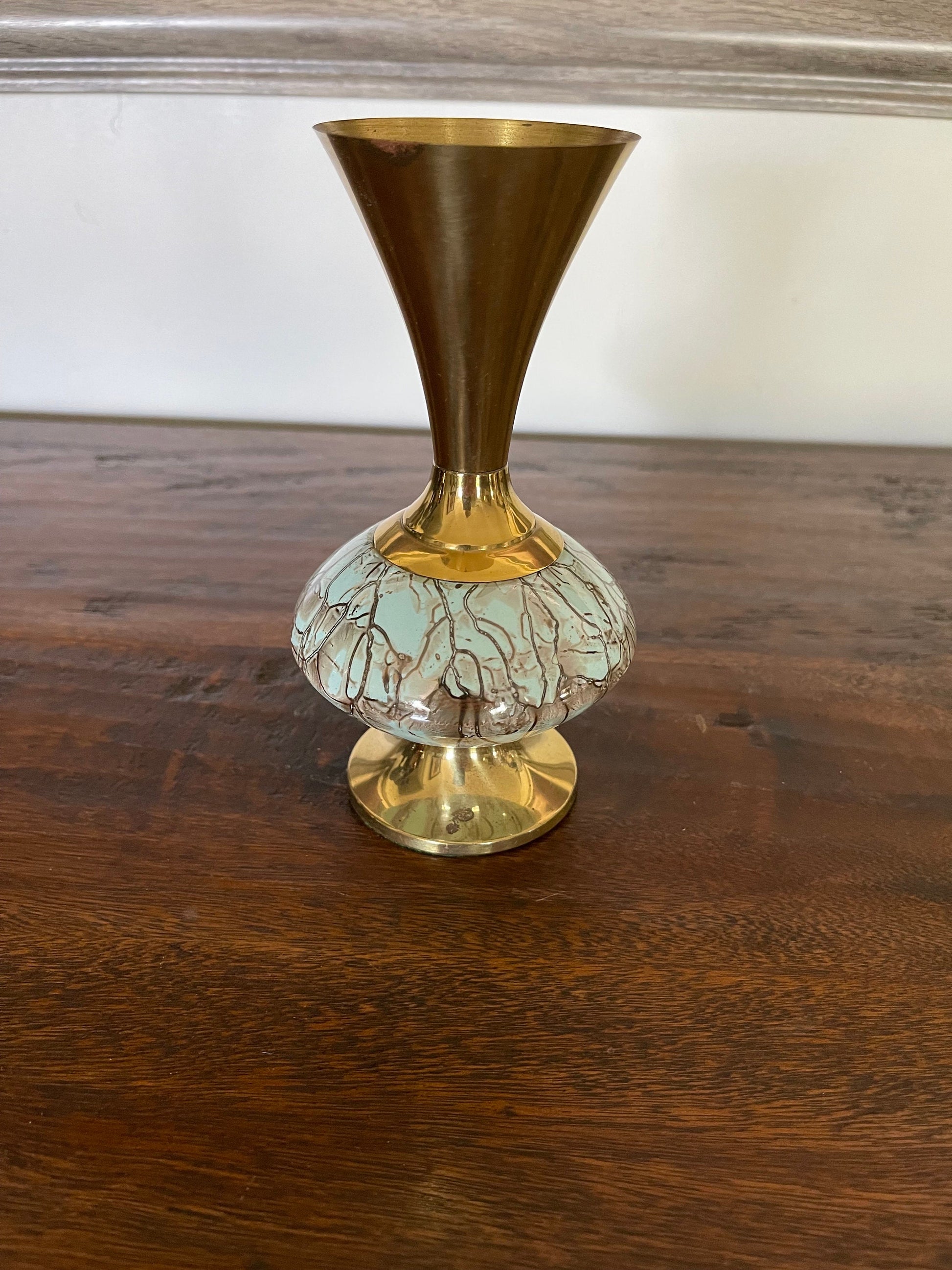 MCM Delft Brass and Ceramic Vase