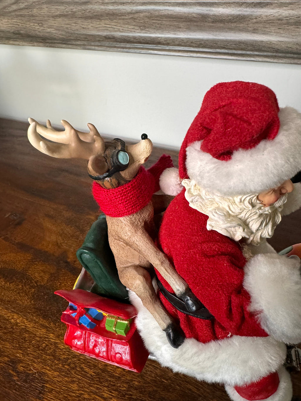 Possible Dreams Hold on For Deer Life Santa and deer on motorcycle