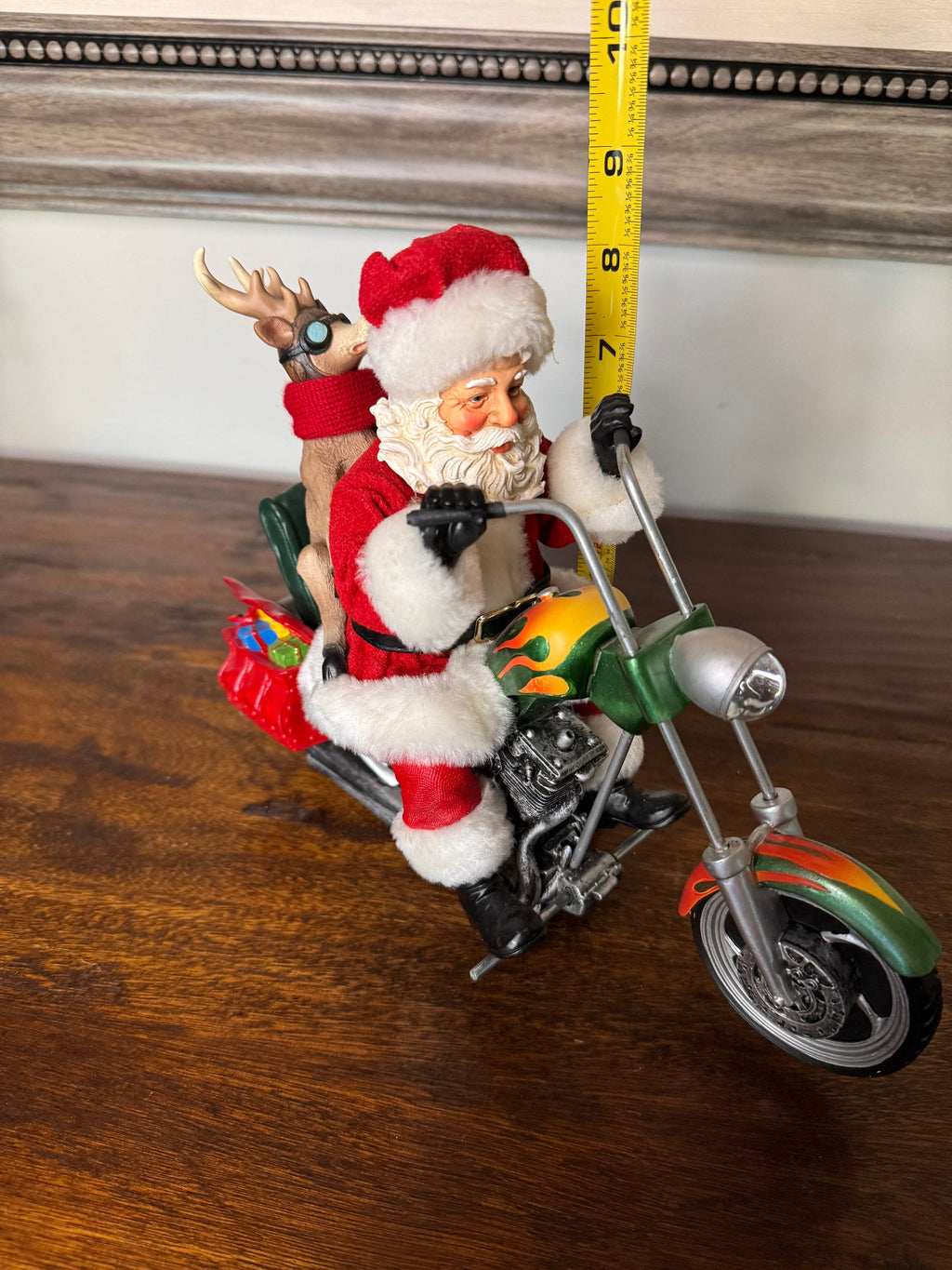 Possible Dreams Hold on For Deer Life Santa and deer on motorcycle
