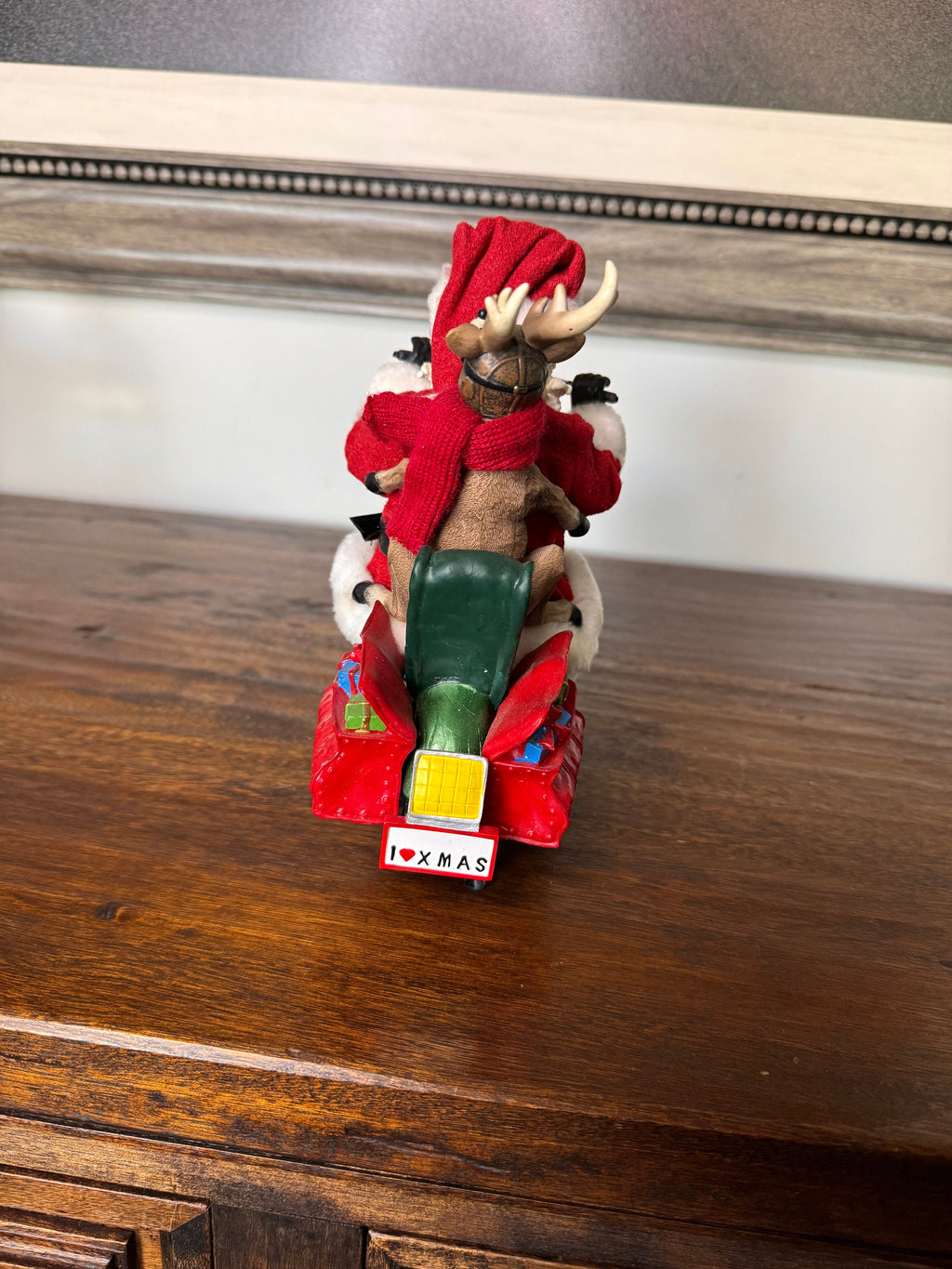 Possible Dreams Hold on For Deer Life Santa and deer on motorcycle