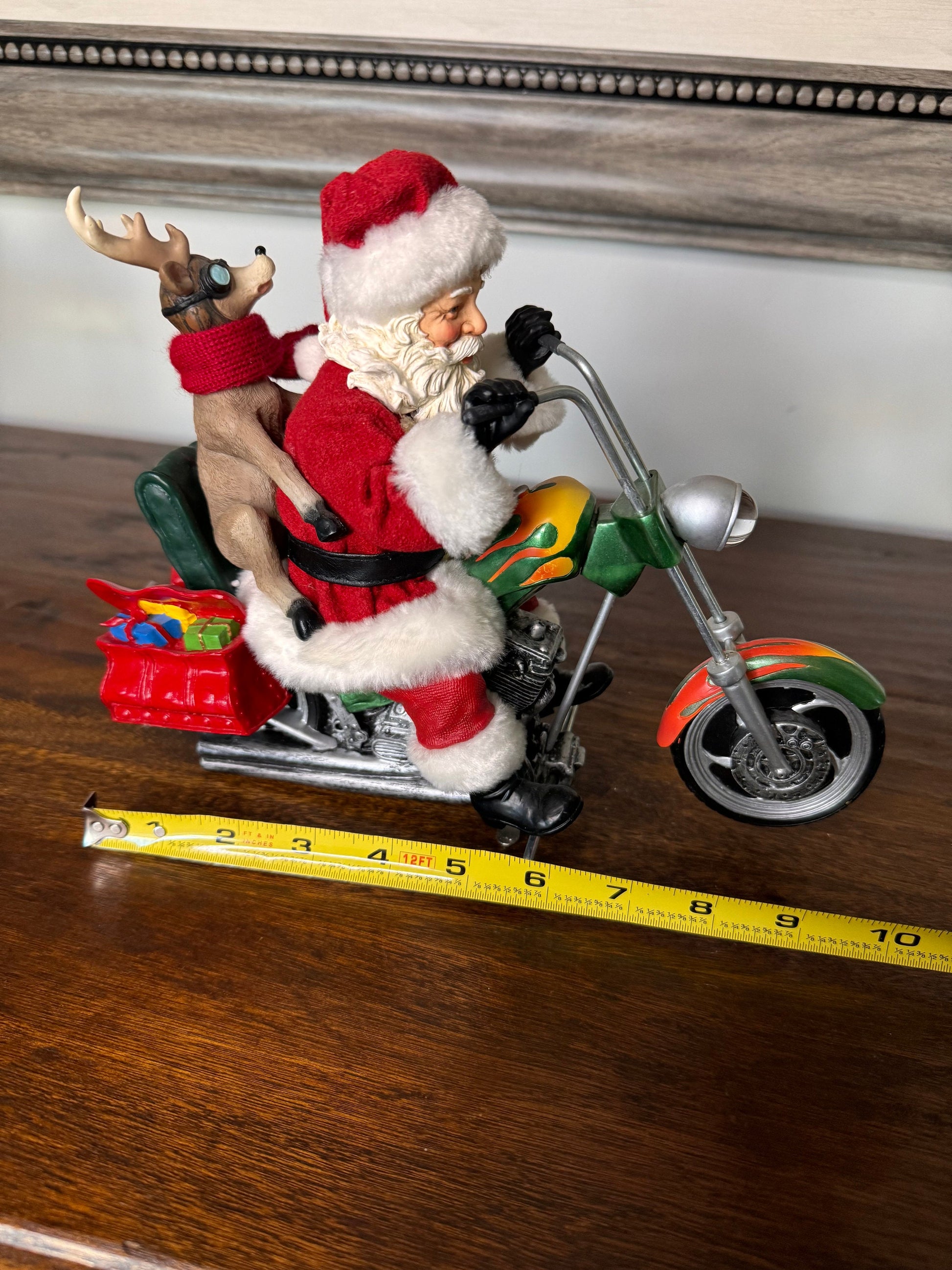 Possible Dreams Hold on For Deer Life Santa and deer on motorcycle