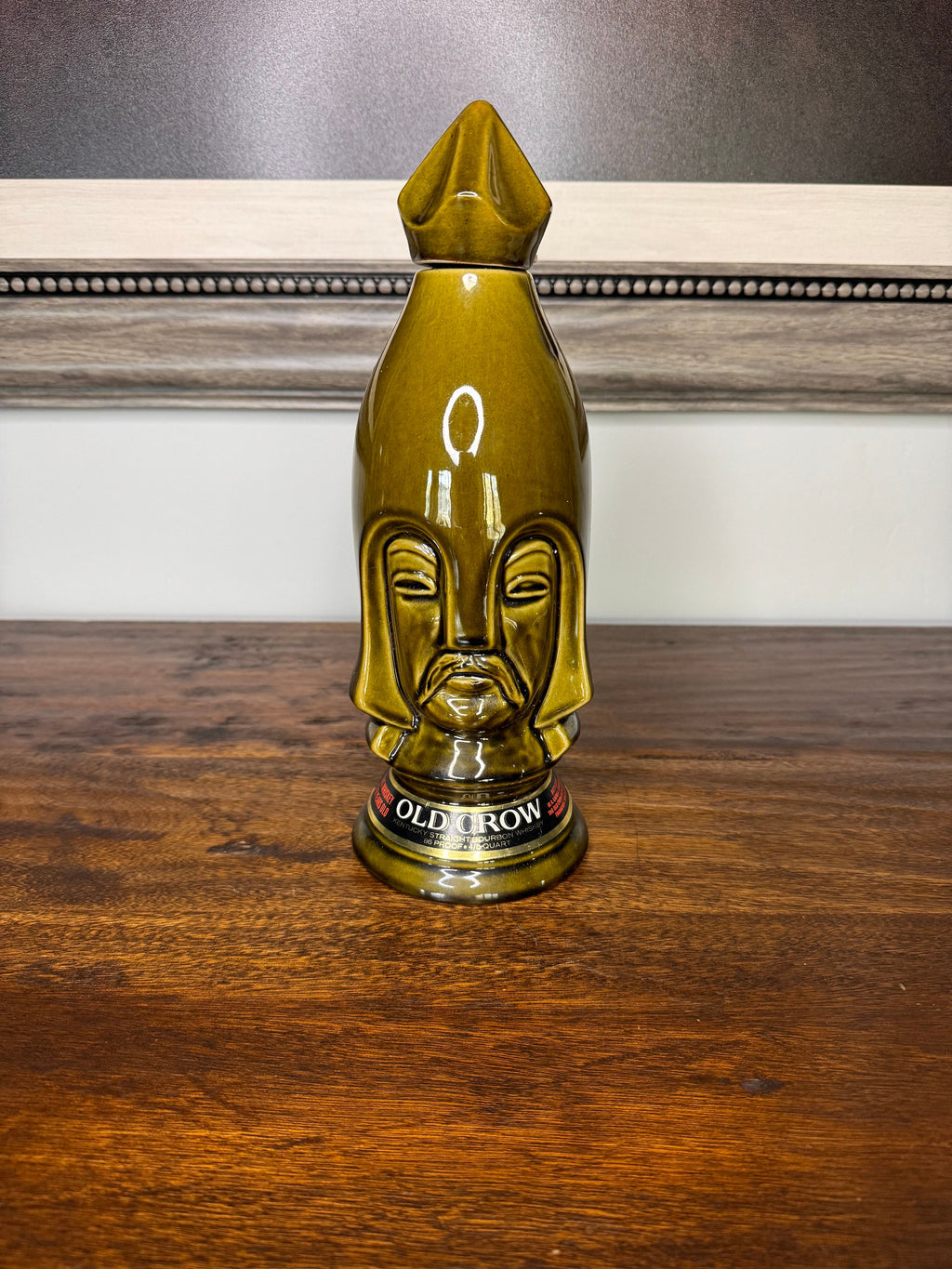 Vintage Old Crow Kentucky Bourbon Chess Dark Pawn Decanter (#123)