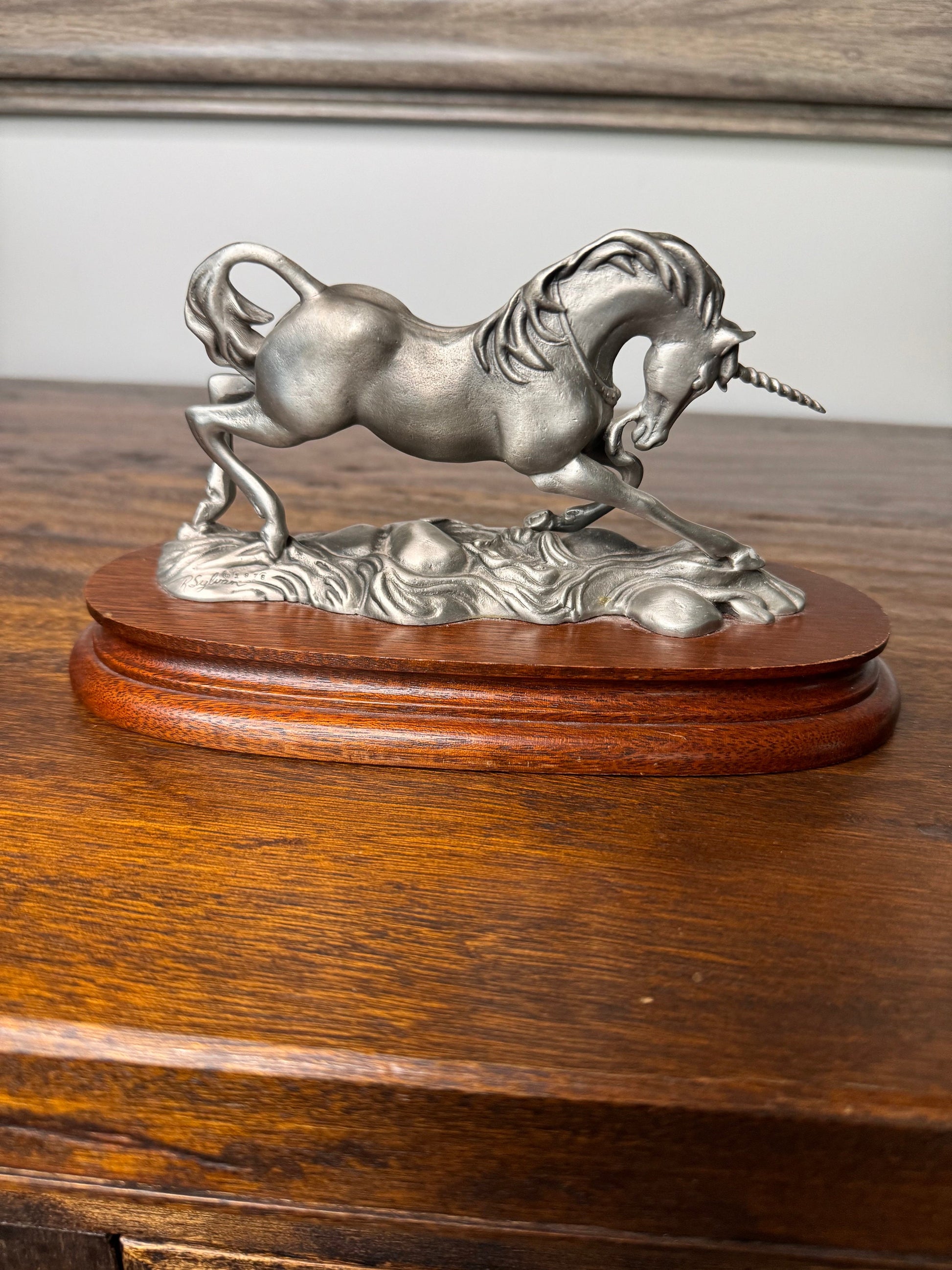 Vintage R Sylvan Pewter Unicorn
